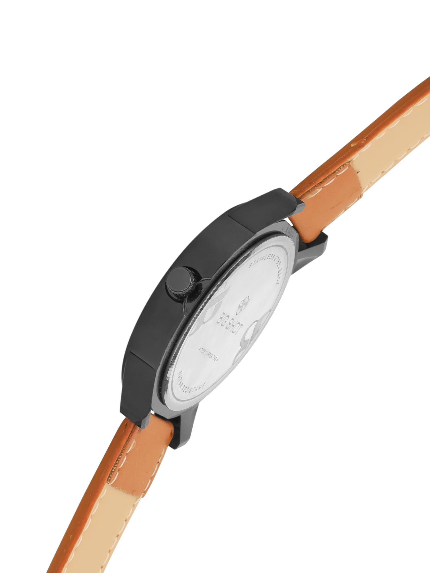 Big Shot Men’s Black Textured Dial with Brown Leather Strap Analog Watch - For Men BSM008B - Image 4