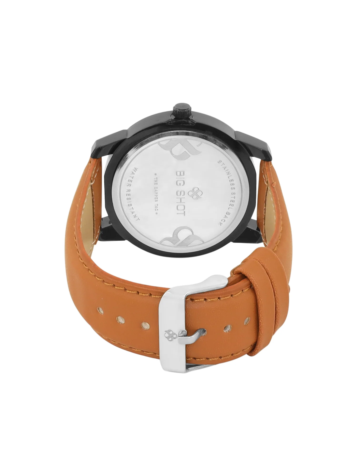 Big Shot Men’s Black Textured Dial with Brown Leather Strap Analog Watch - For Men BSM008B - Image 5