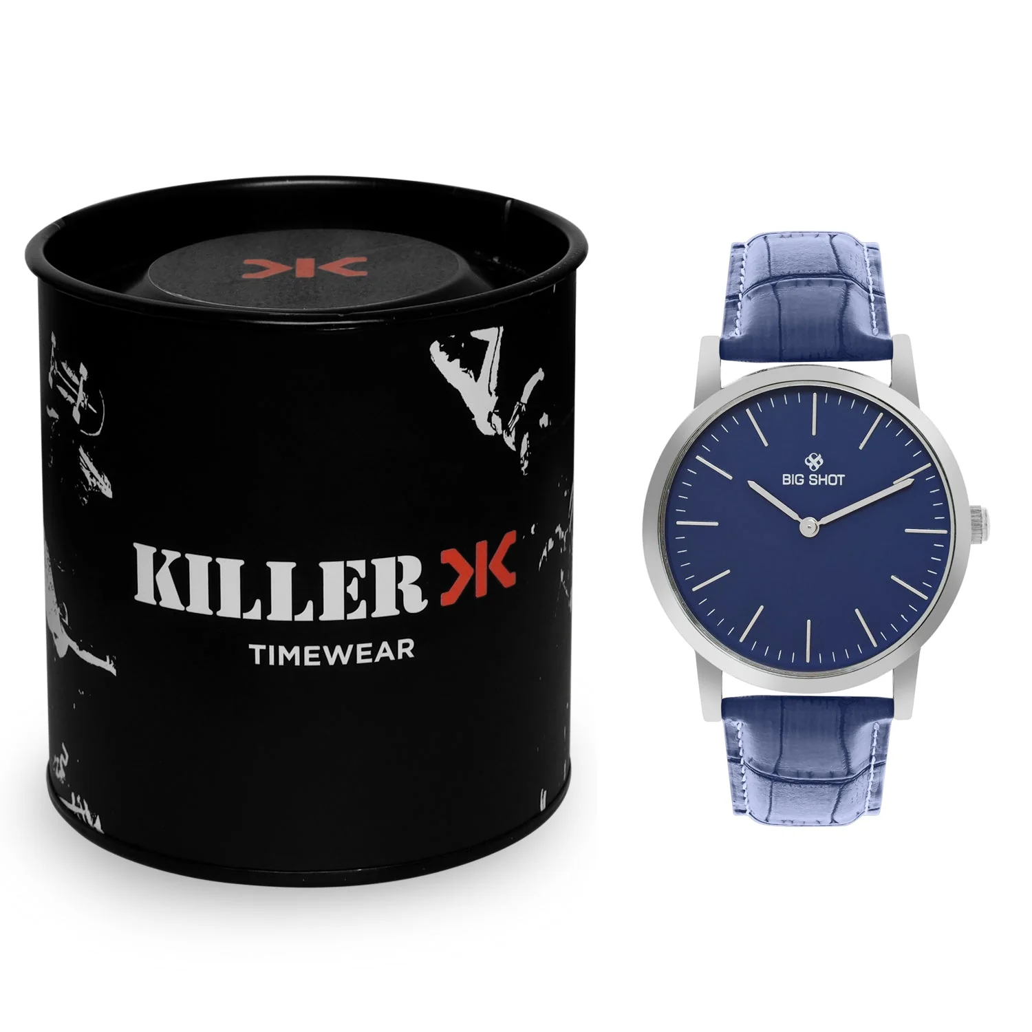 Men's Blue Croco Leather Strap  With Silver Case Analog Watch BSM001B - Image 5