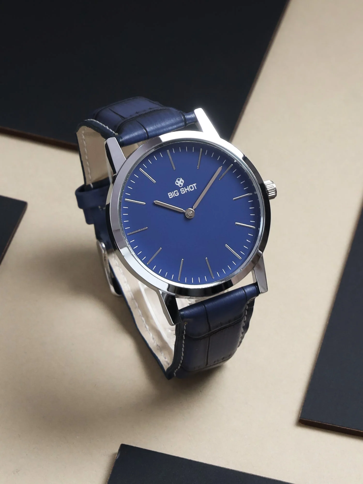 Men's Blue Croco Leather Strap  With Silver Case Analog Watch BSM001B - Image 6