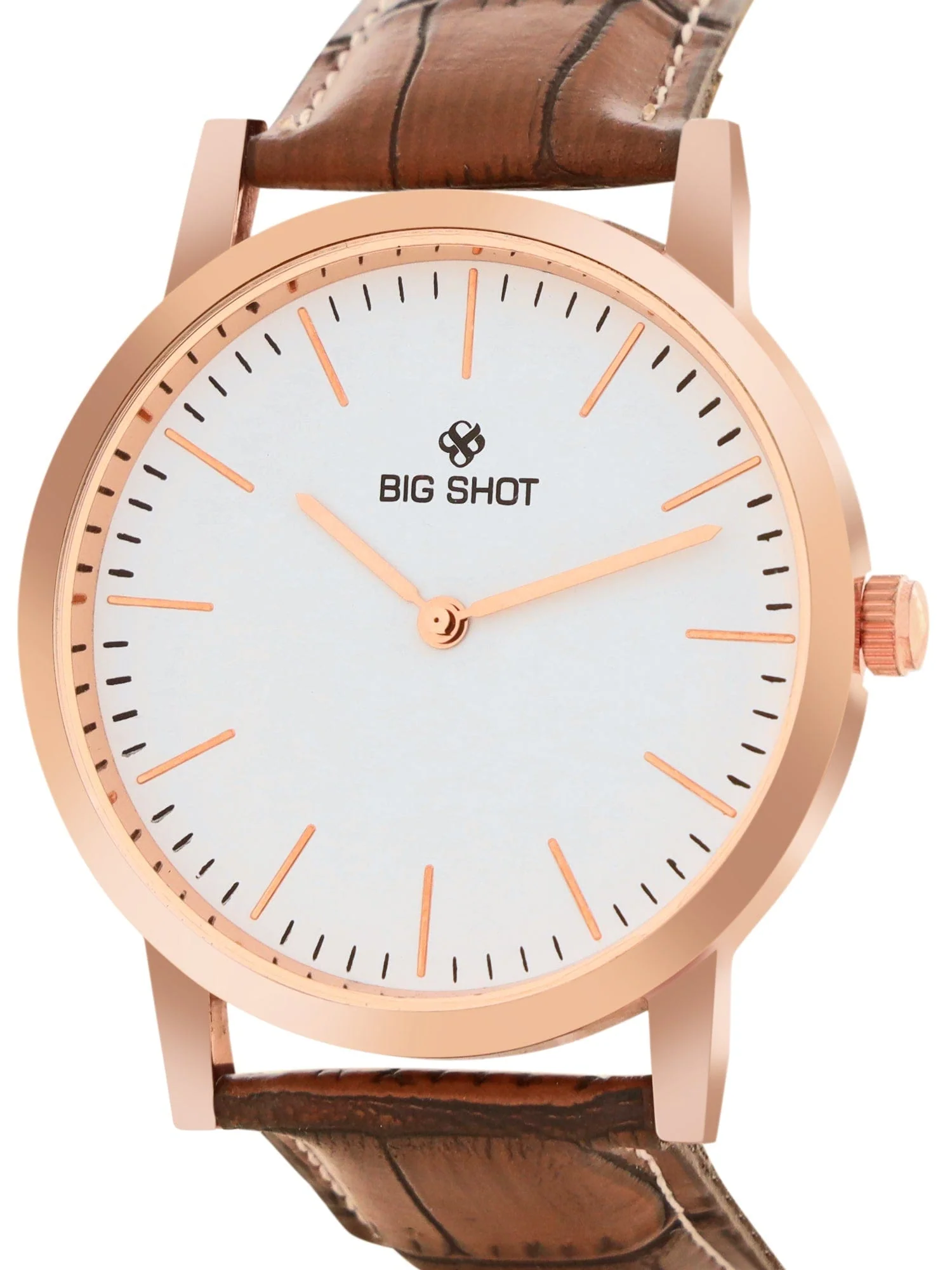 Men's Croco Brown Leather Strap Watch BSM001D - Image 5