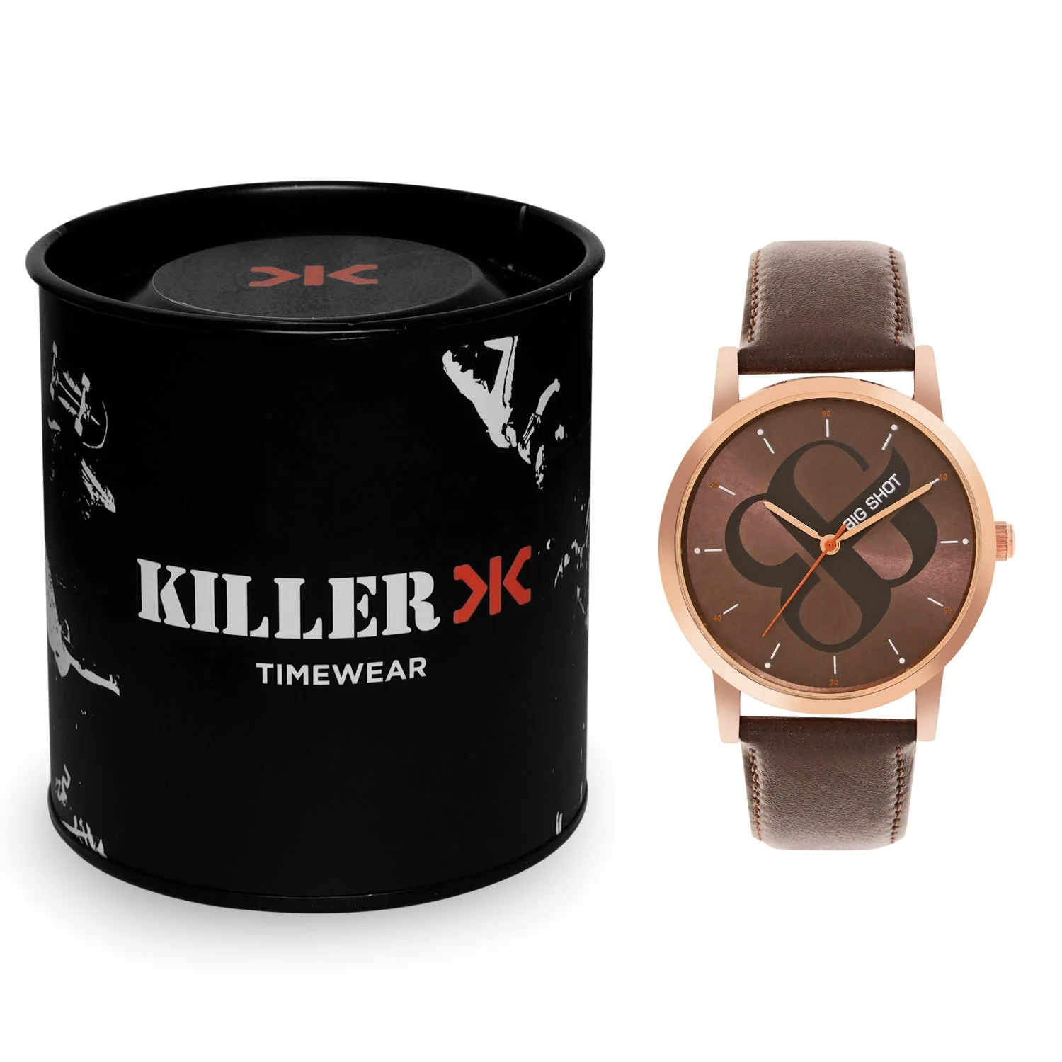 Men's Rose Gold Brown Leather Strap Watch BSM003E - Image 5