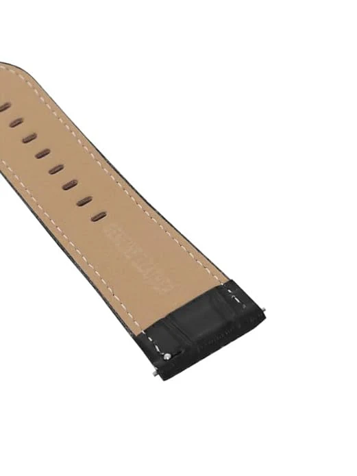 Quick Release 20 mm Black Croco Genuine Leather Strap for Analog & Smart Watches - Image 3