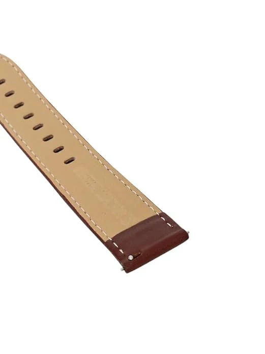 Quick Release 20 mm Brown Genuine Leather Strap for Analog & Smart Watches - Image 3