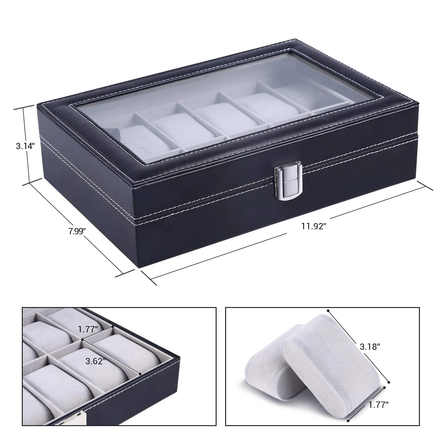 Wrist Watch Organizer Case In 12 Slots for Men and Women - Image 5