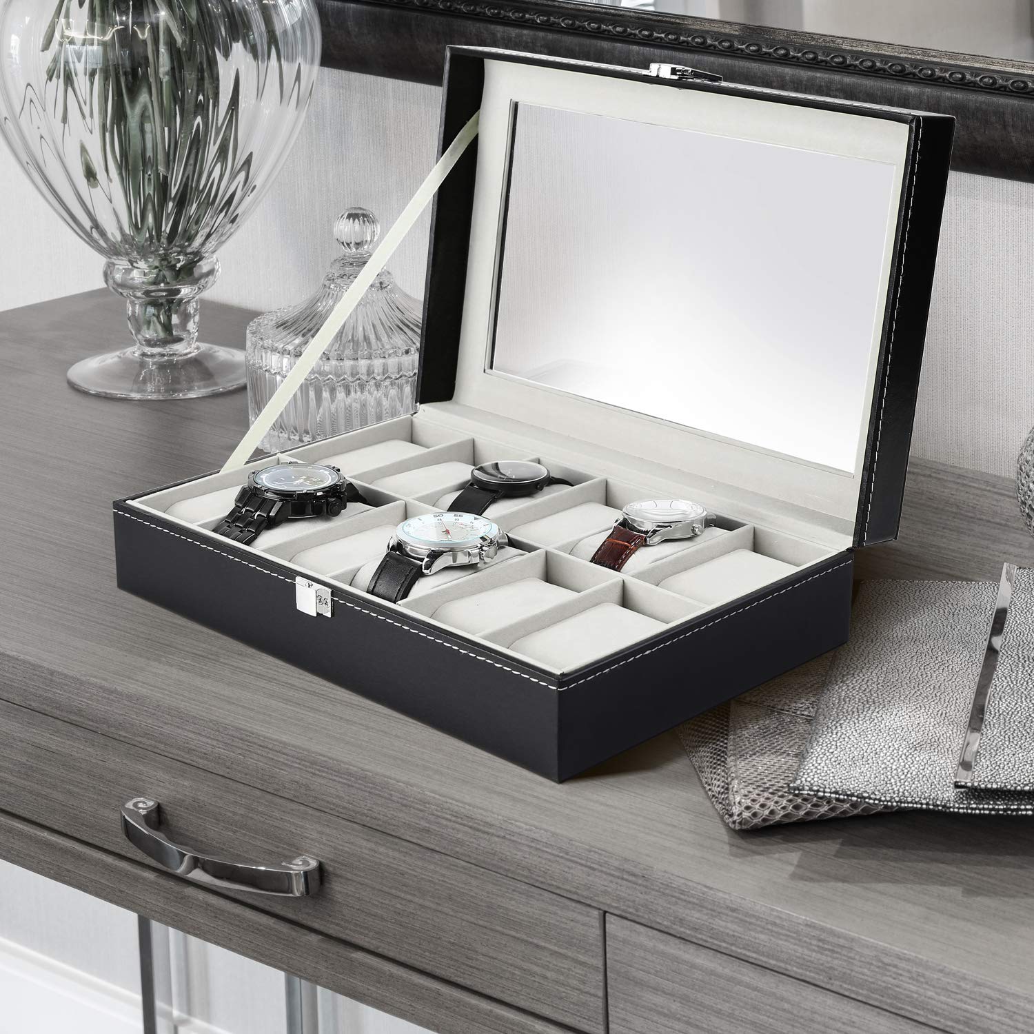 Wrist Watch Organizer Case In 12 Slots for Men and Women - Image 6