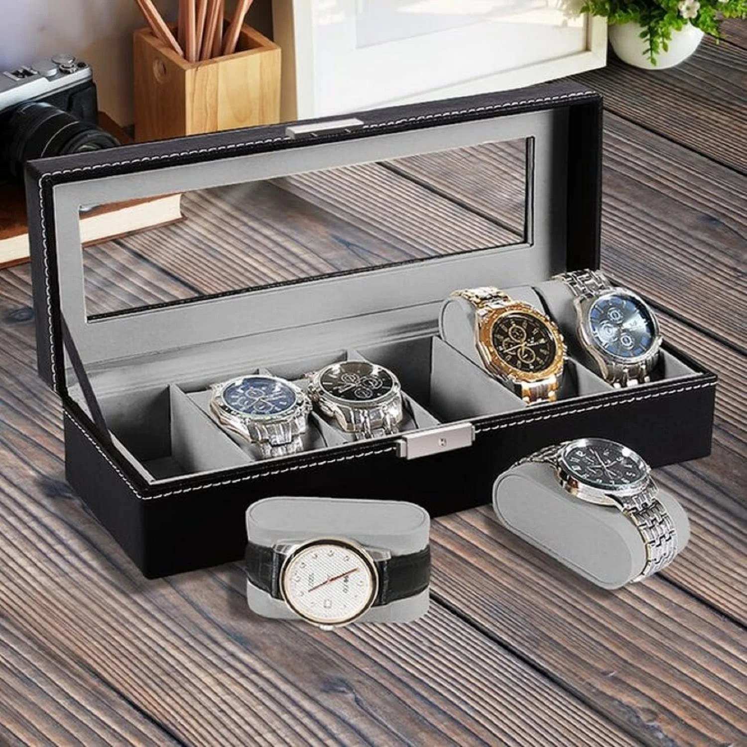 Wrist Watch Organizer Case In 6 Slots for  Men and Women - Image 4
