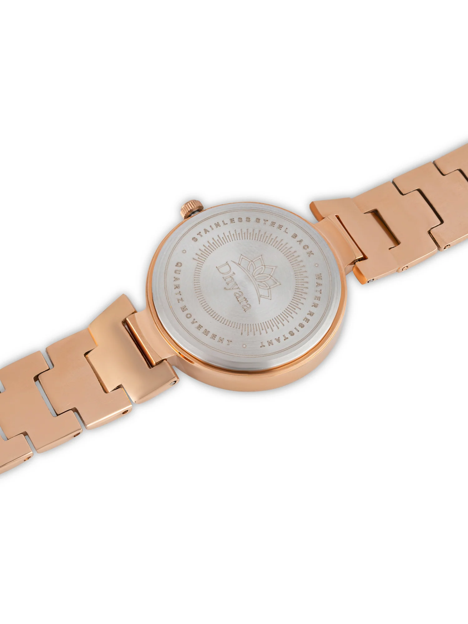 Dhyara Women’s Elegant Black Dial with Rose Gold Metal Strap & Crystal Bezel Watch - D004E - Image 5