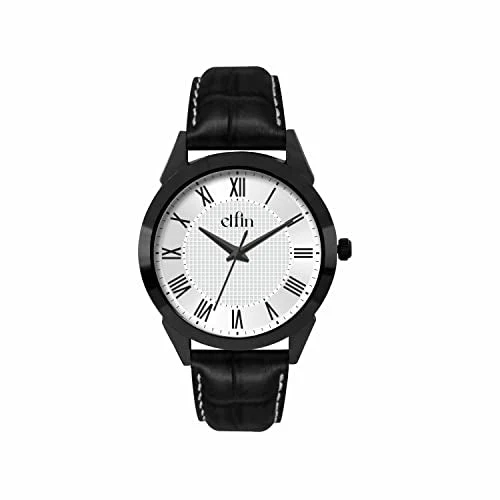 Black Analog Black Croco Leather Strap Watch for Men ELFM001C - Image 3