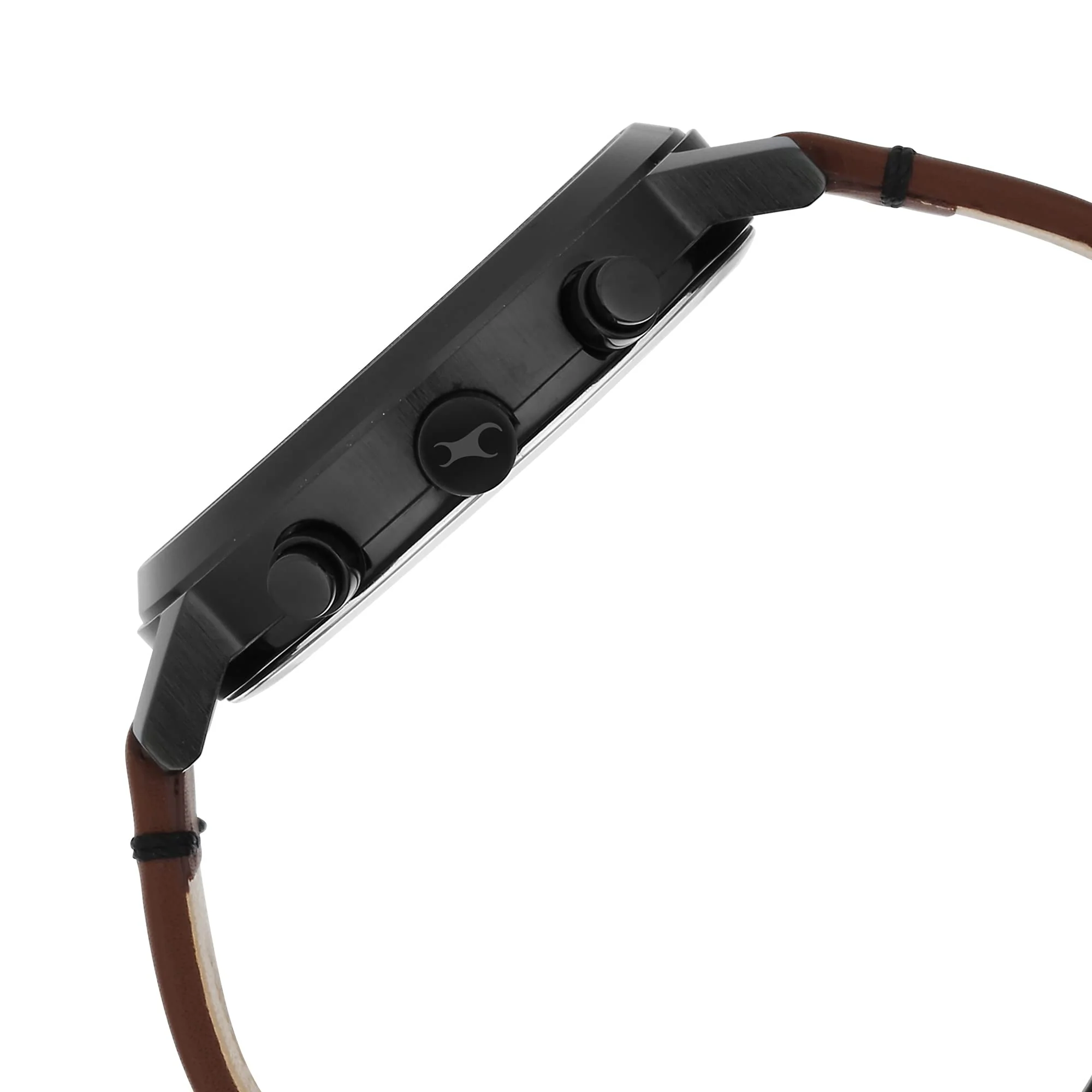 Black Dial Analog Watch for Men -3287NL01 Genuine Leather, Brown Strap - Image 4