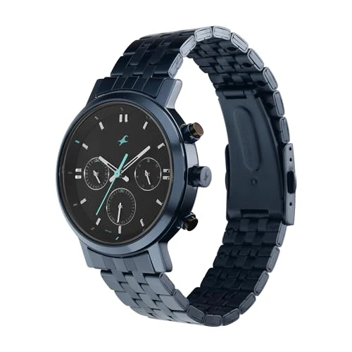 Men Stainless Steel Analog Black Dial Watch-3287Km04, Band Color-Blue by Fastrack - Image 4
