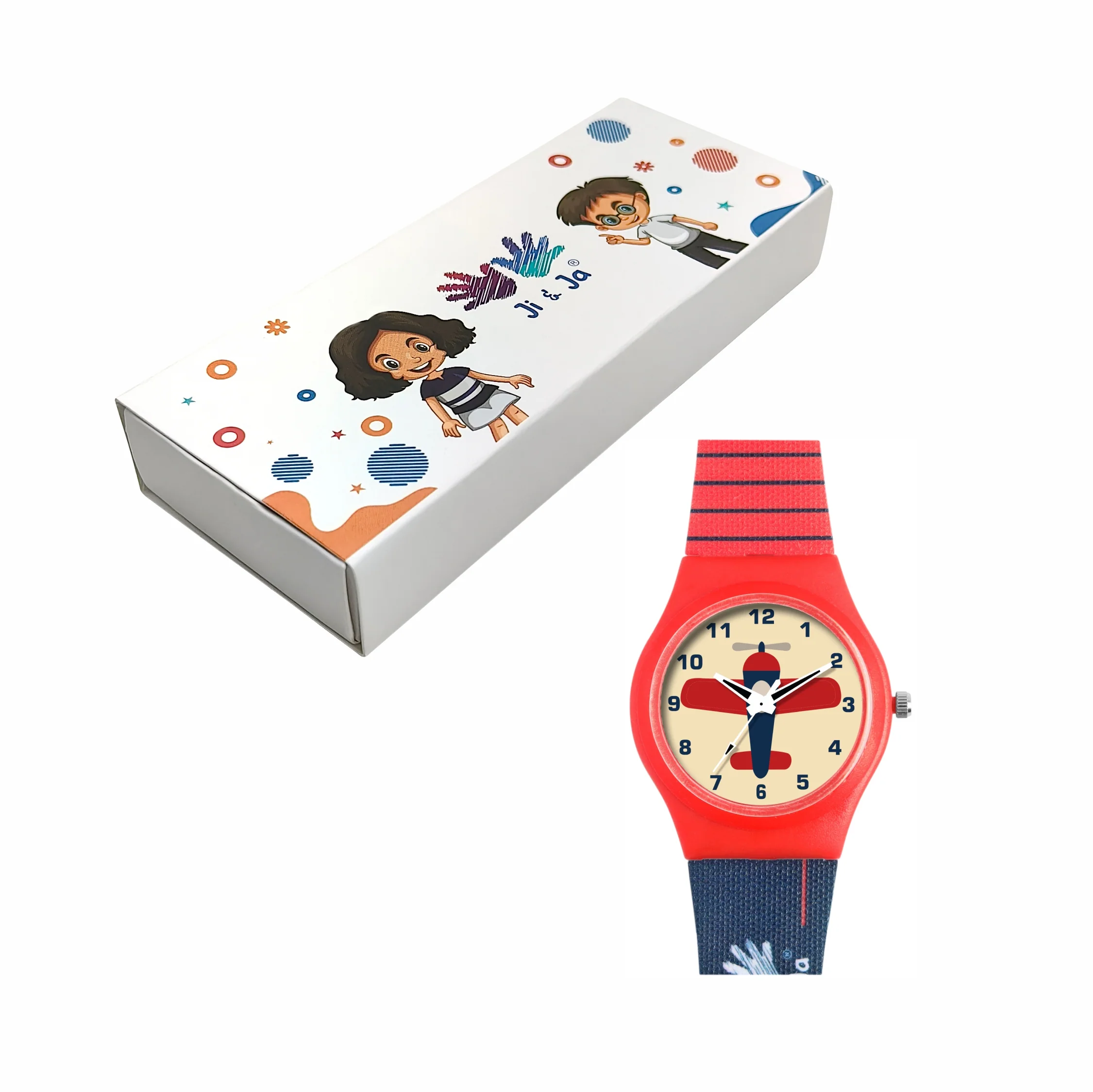 Kid’s Airplane Graphic Dial Analog Watch with Red Case & Dual-Tone Silicone Strap - JJ231 - Image 6