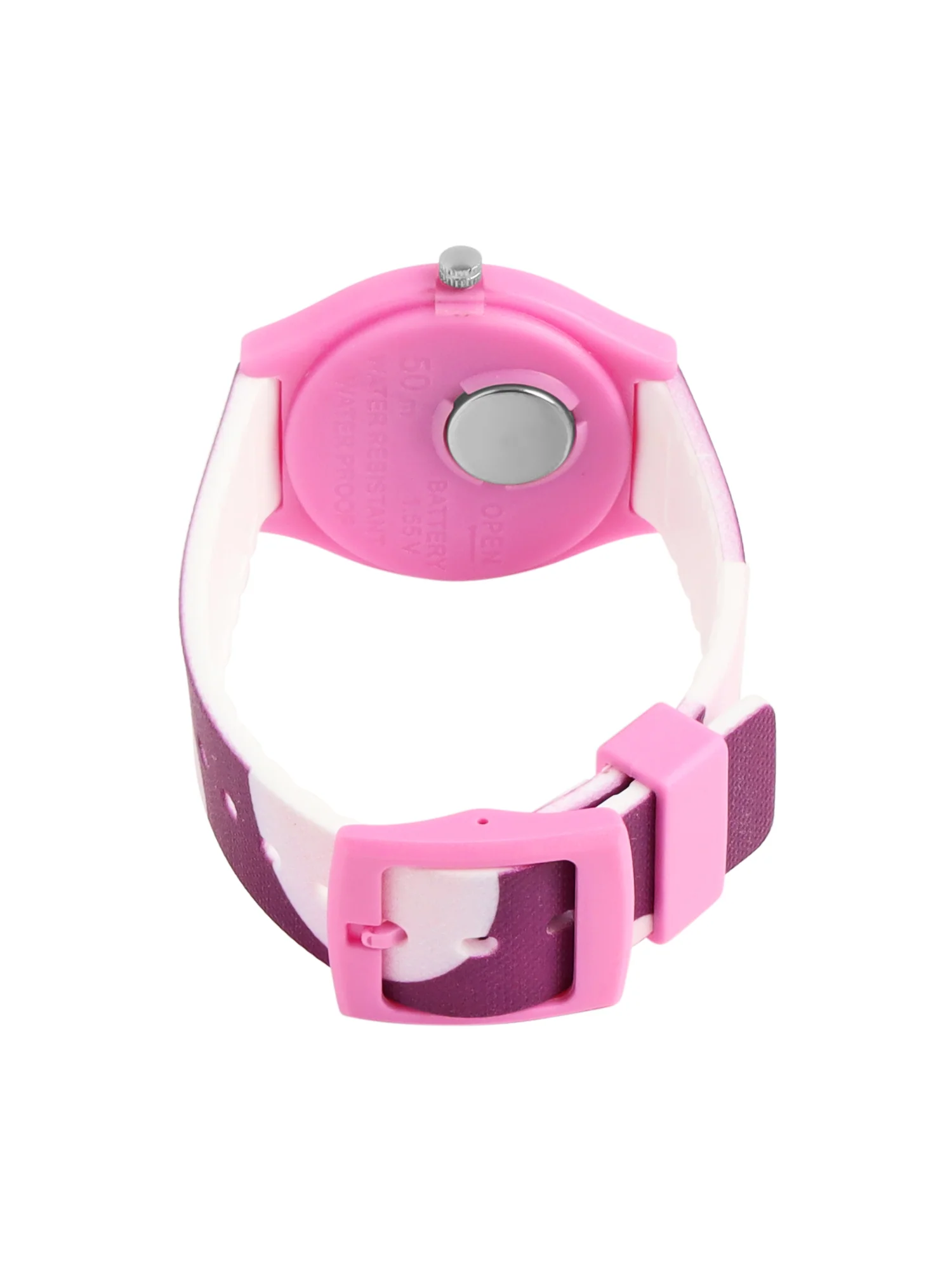 Kid’s Pink Dial Analog Watch with Purple Polka Dot Silicone Strap - JJ234 - Image 5