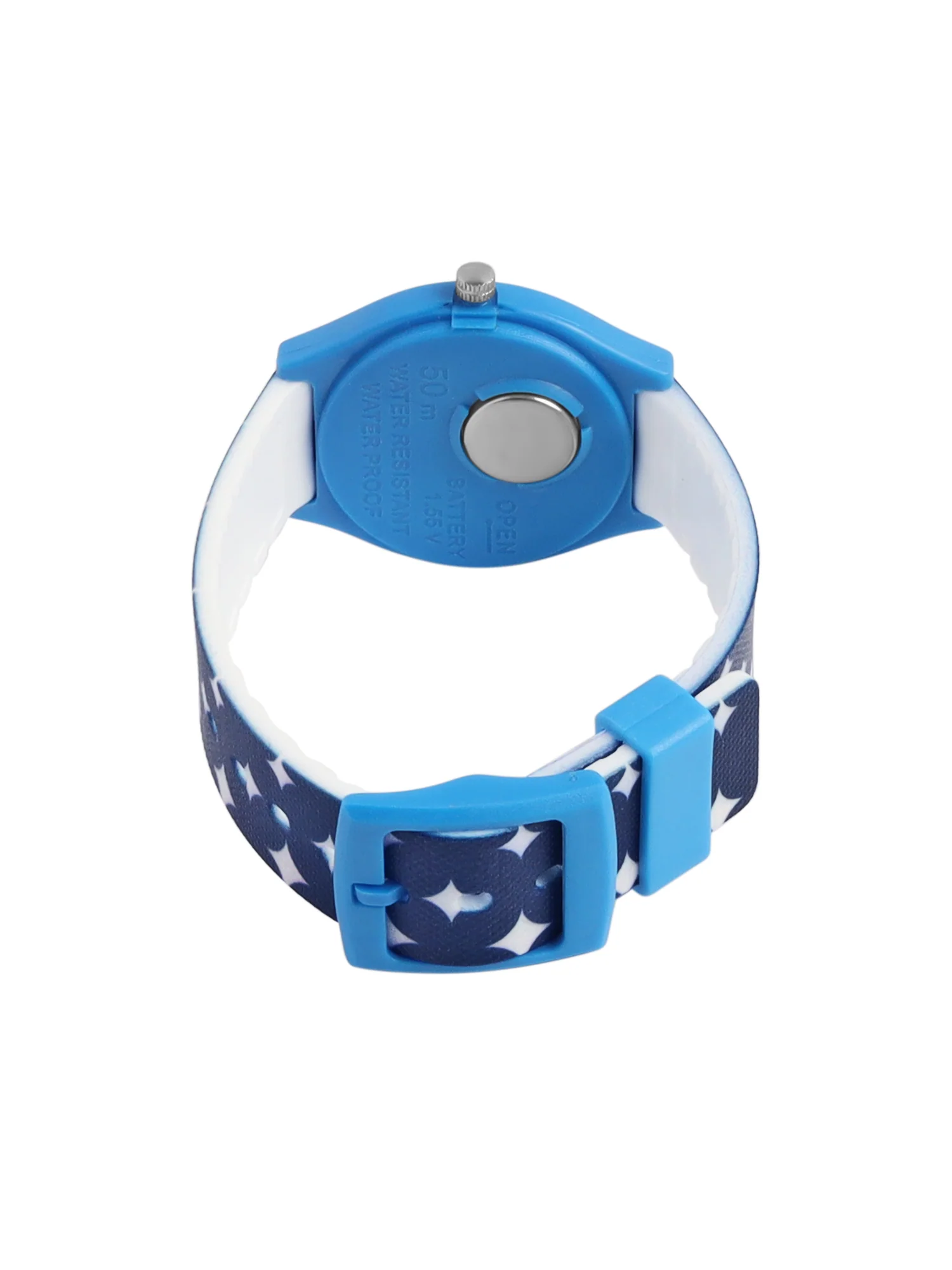 Kid’s White & Blue Striped Dial Analog Watch with Blue Case & Printed Silicone Strap - JJ230 - Image 5