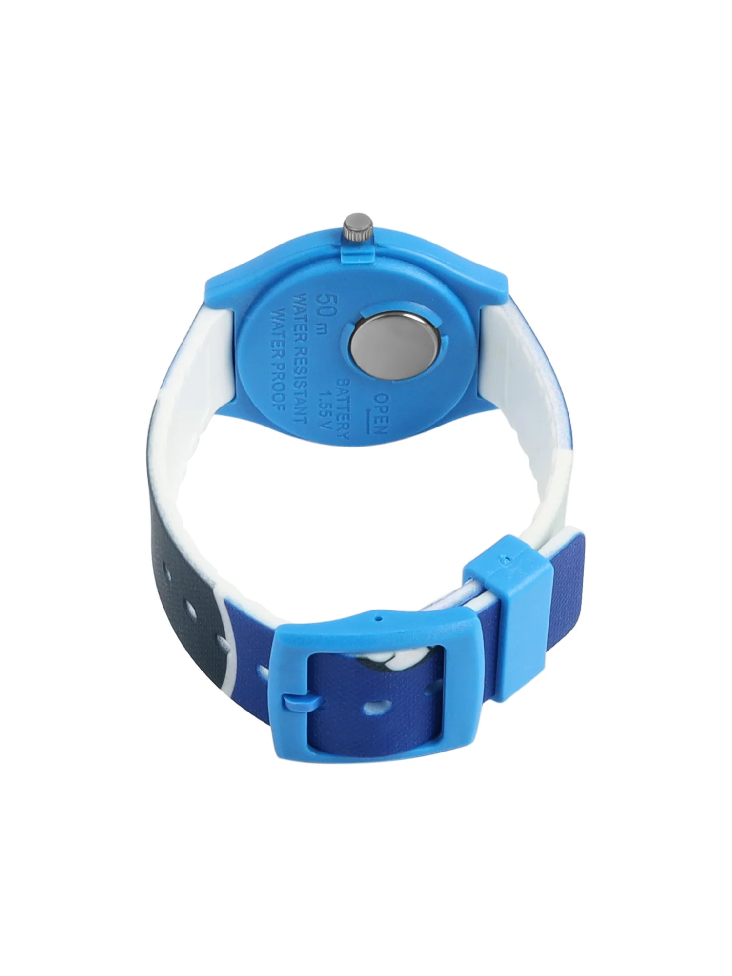 Kid’s White Dial Analog Watch with Soccer-Themed Blue & Black Silicone Strap - JJ227 - Image 5