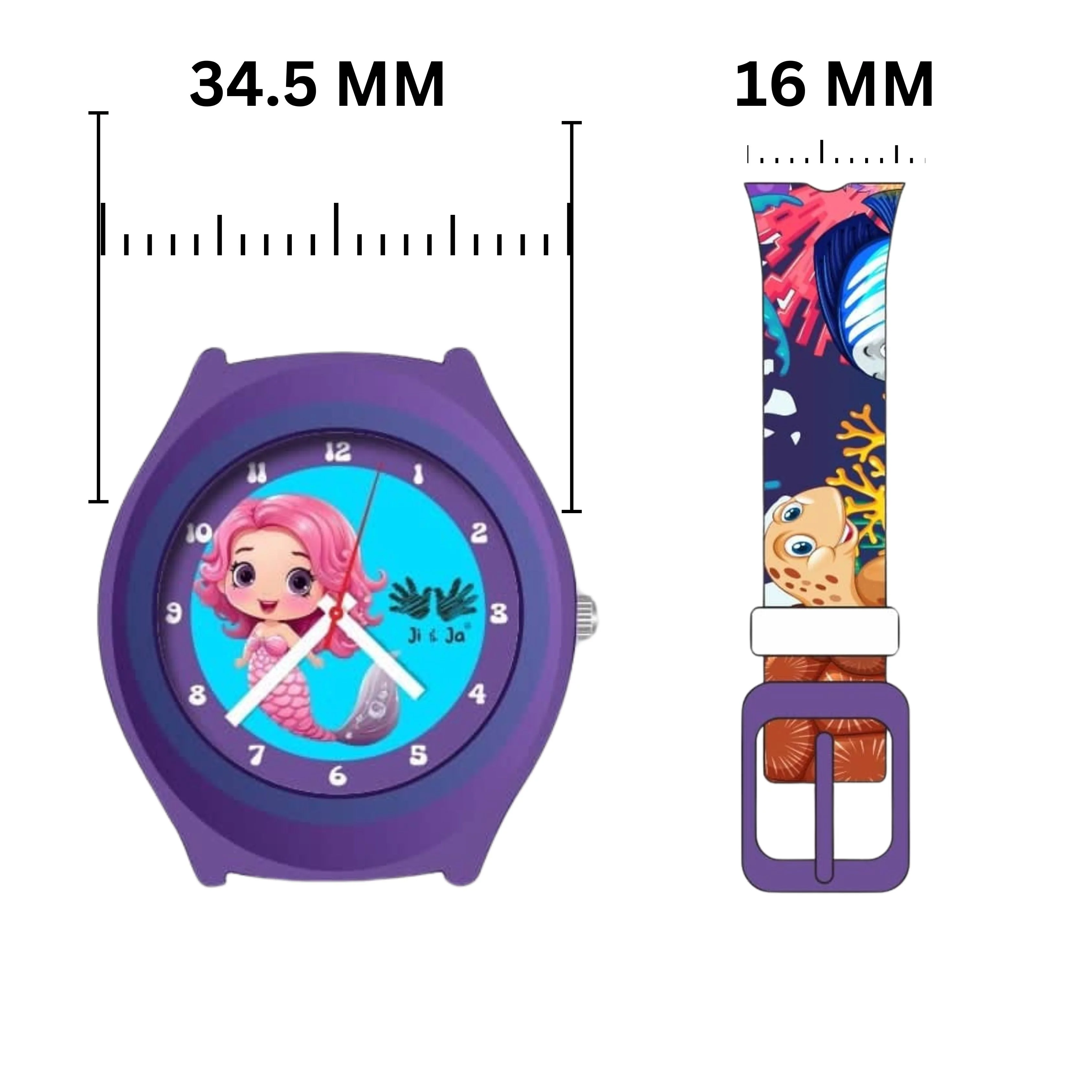Kids Analog Watch Mermaid Ocean Print Strap with Blue Dial Mermaid - Image 4