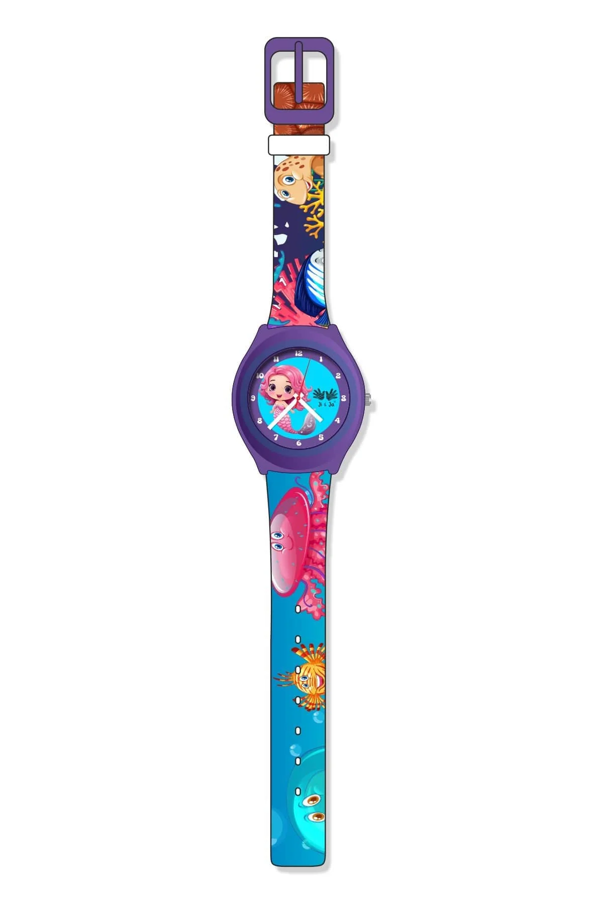 Kids Analog Watch Mermaid Ocean Print Strap with Blue Dial Mermaid - Image 7