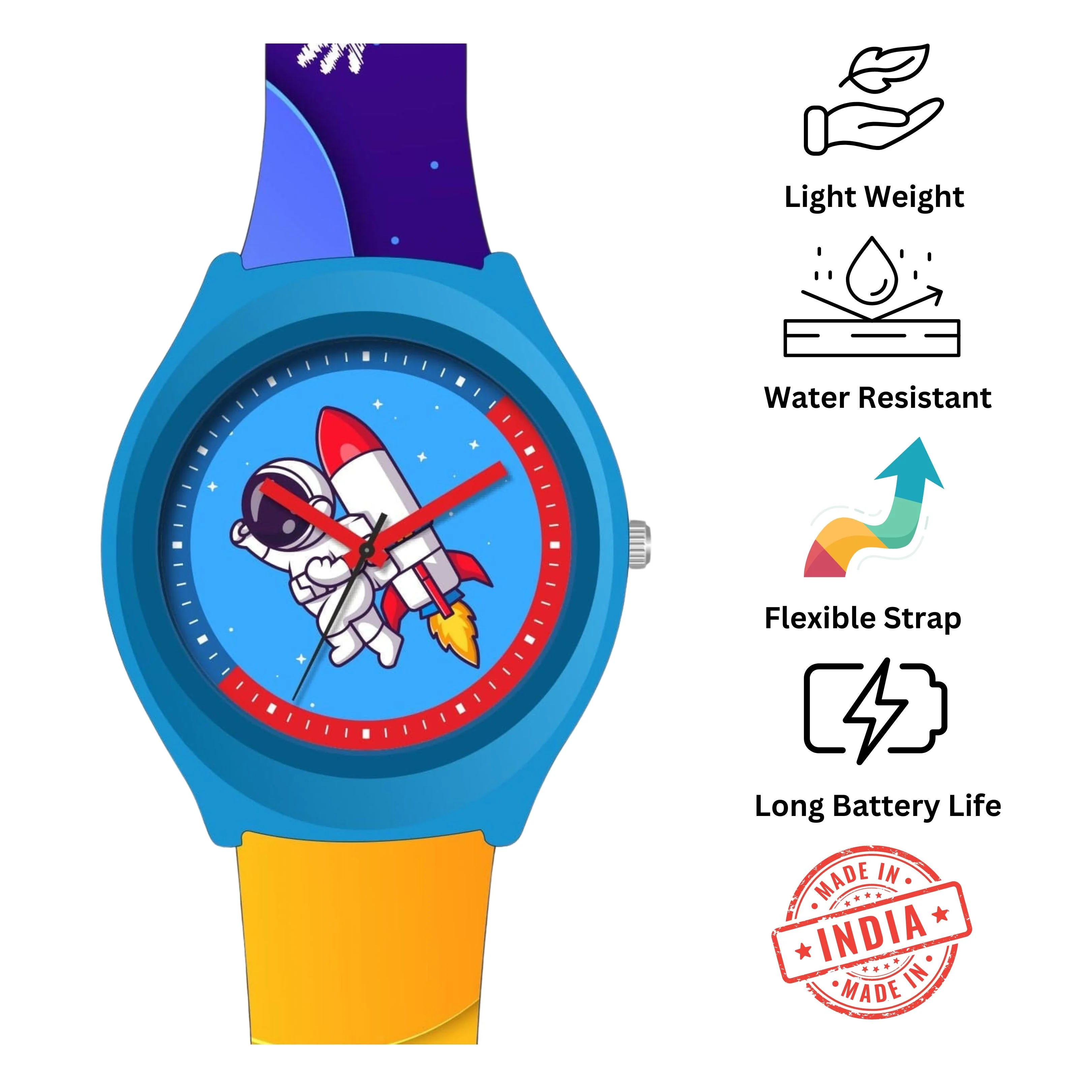 Kids Analog Watch Space Theme with Sky Blue Dial & SpaceCraft - Image 3