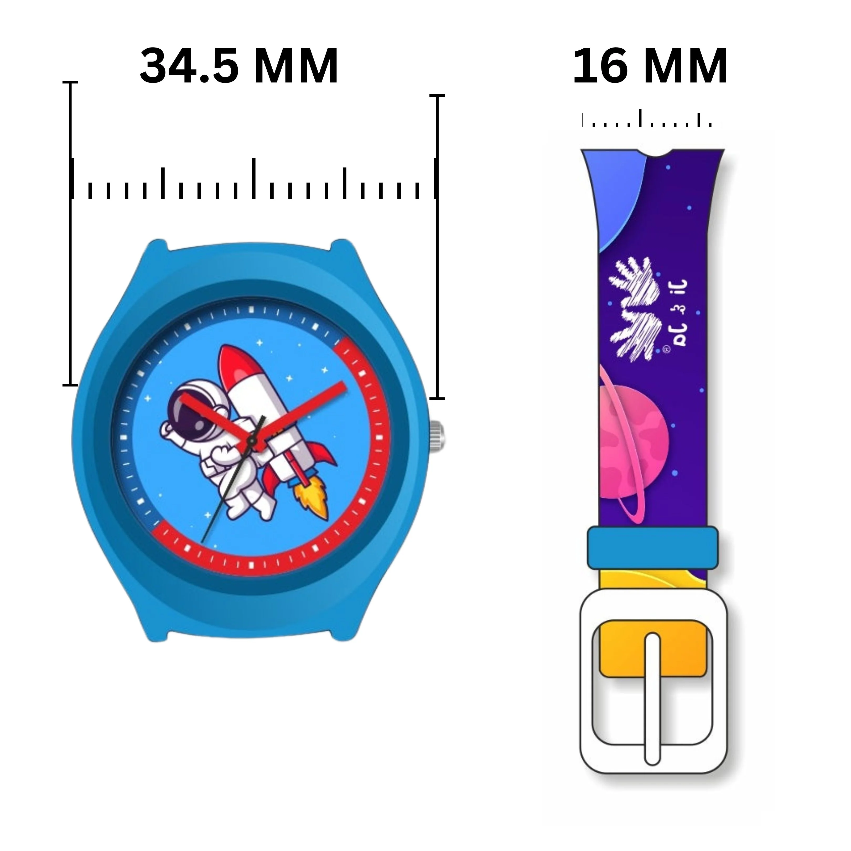 Kids Analog Watch Space Theme with Sky Blue Dial & SpaceCraft - Image 4