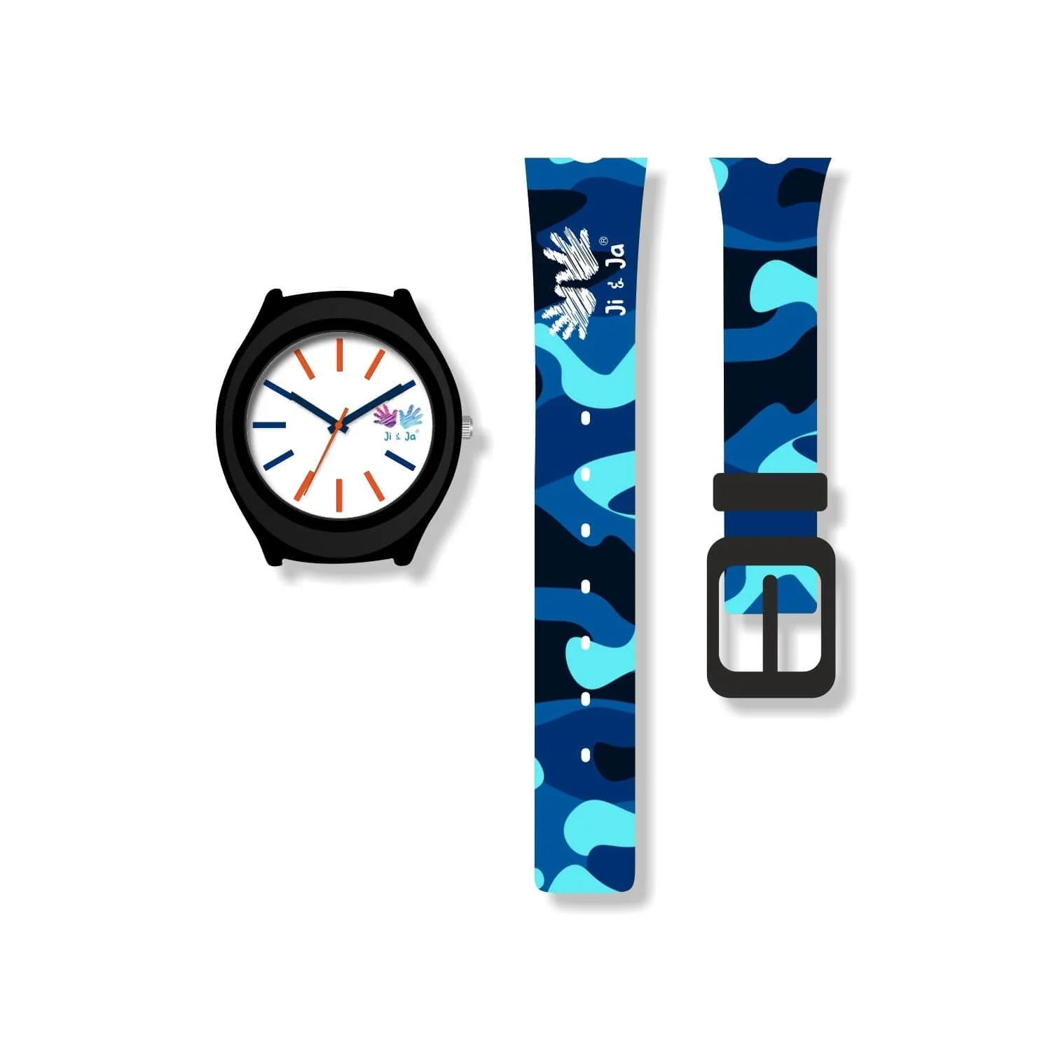Kids Analog Watch Camouflage Blue Patch Strap with White Dial - Image 5