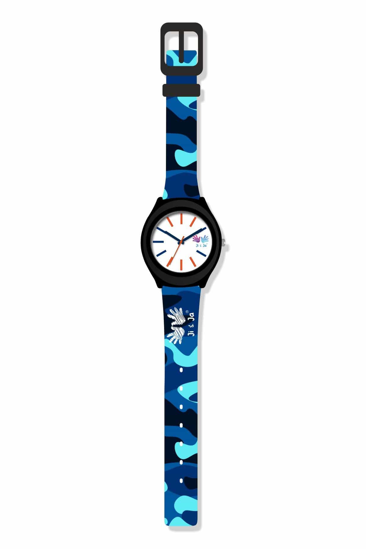 Kids Analog Watch Camouflage Blue Patch Strap with White Dial - Image 7