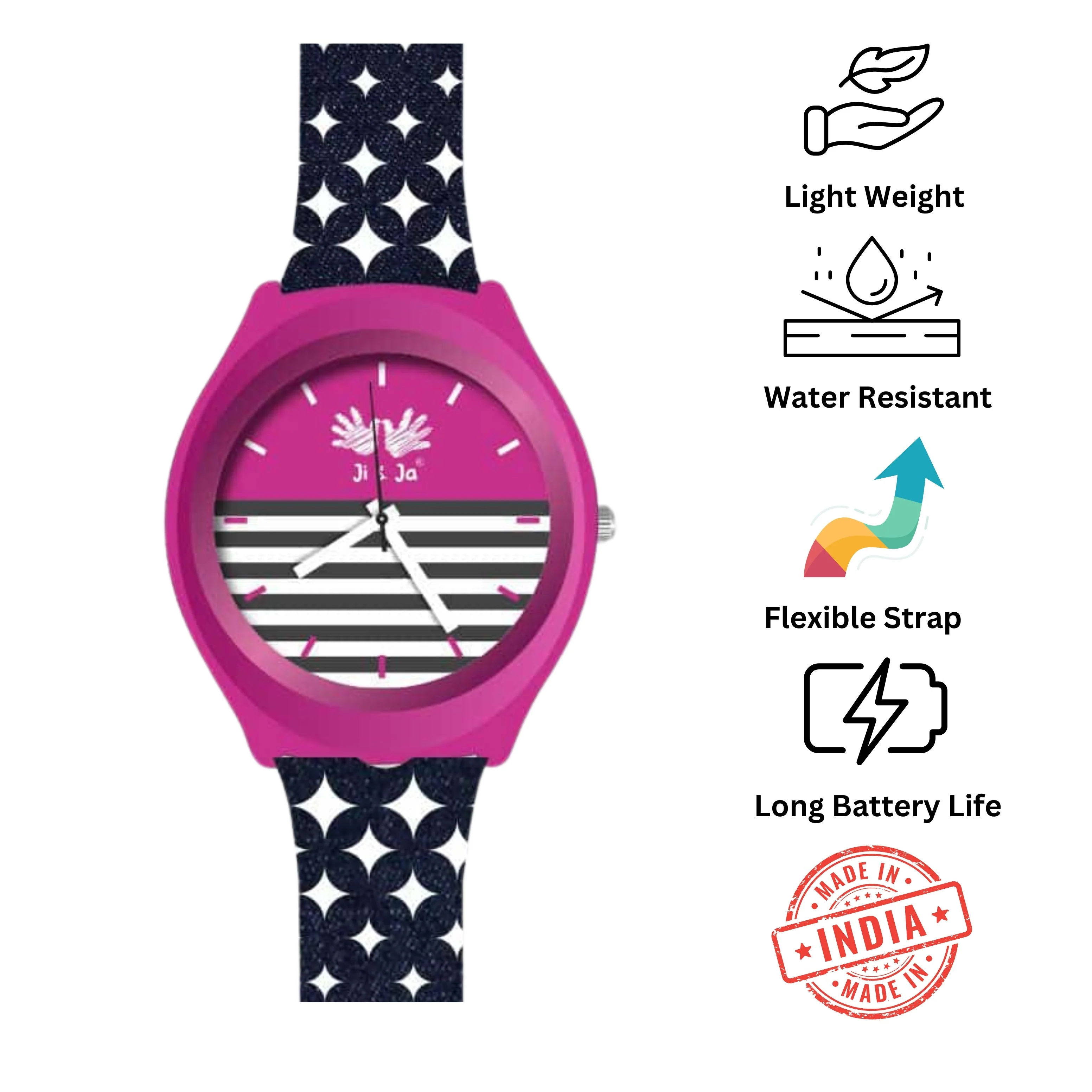 Kids Analog Watch Denim Blue Strap with Purple Dial, Water Proof for Daily Wear - Image 8