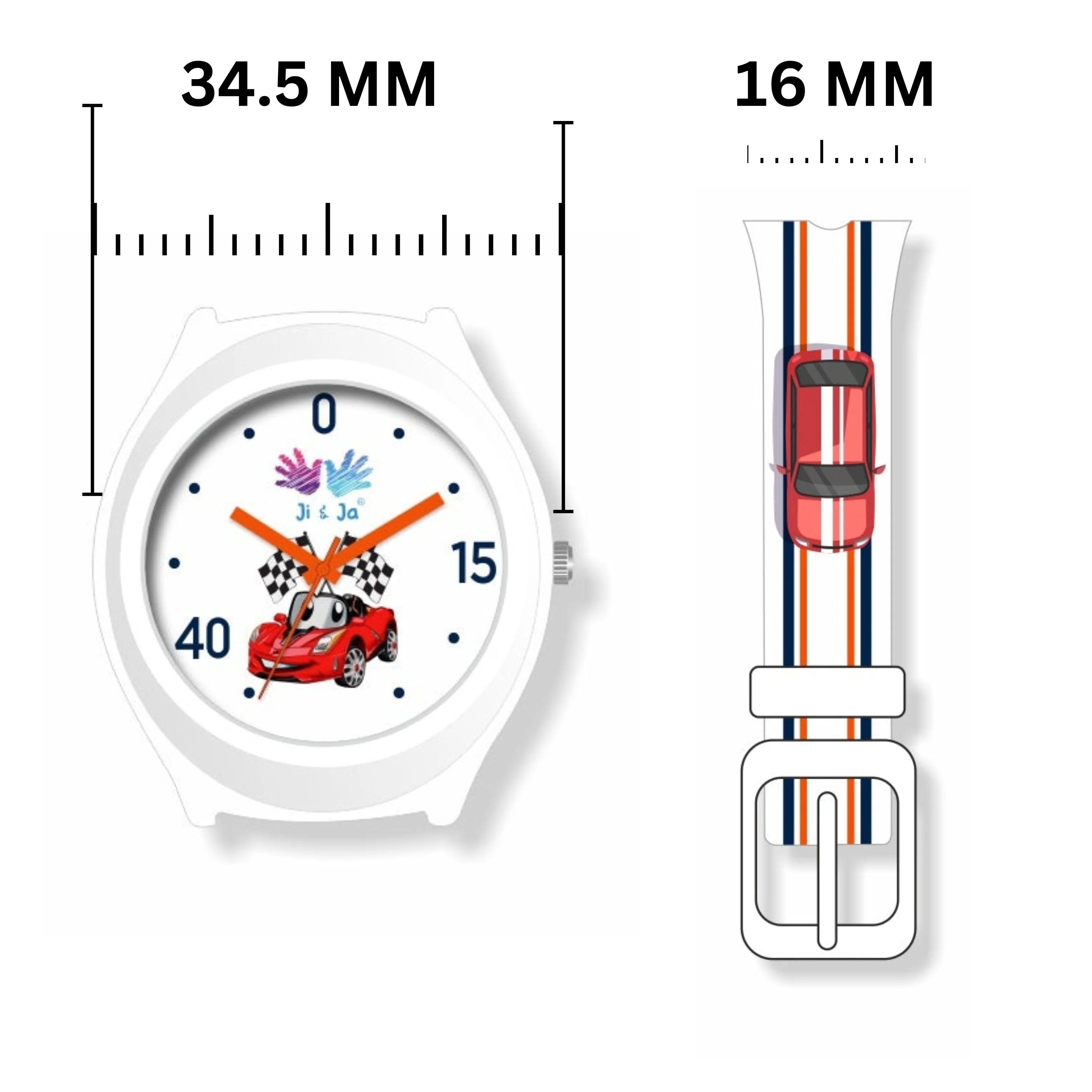 Kids Analog Watch Car Racing White Strap with White Dial And Smart Red Car - Image 3