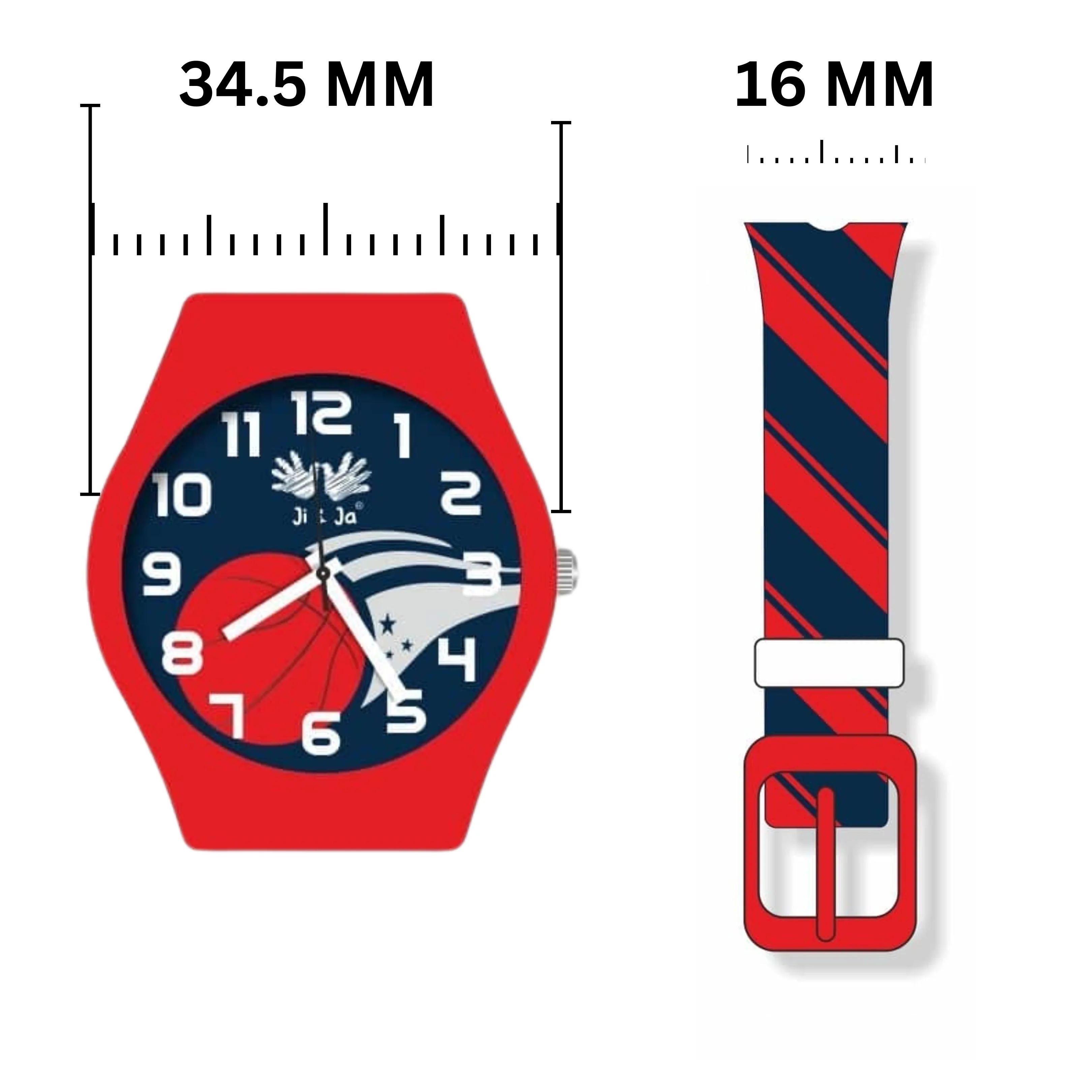Kids Analog Watch Basket Ball Print Strap with Red Dial, Basket Ball Print - Image 4