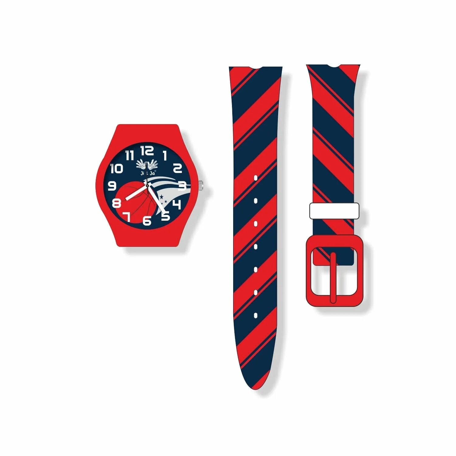 Kids Analog Watch Basket Ball Print Strap with Red Dial, Basket Ball Print - Image 5