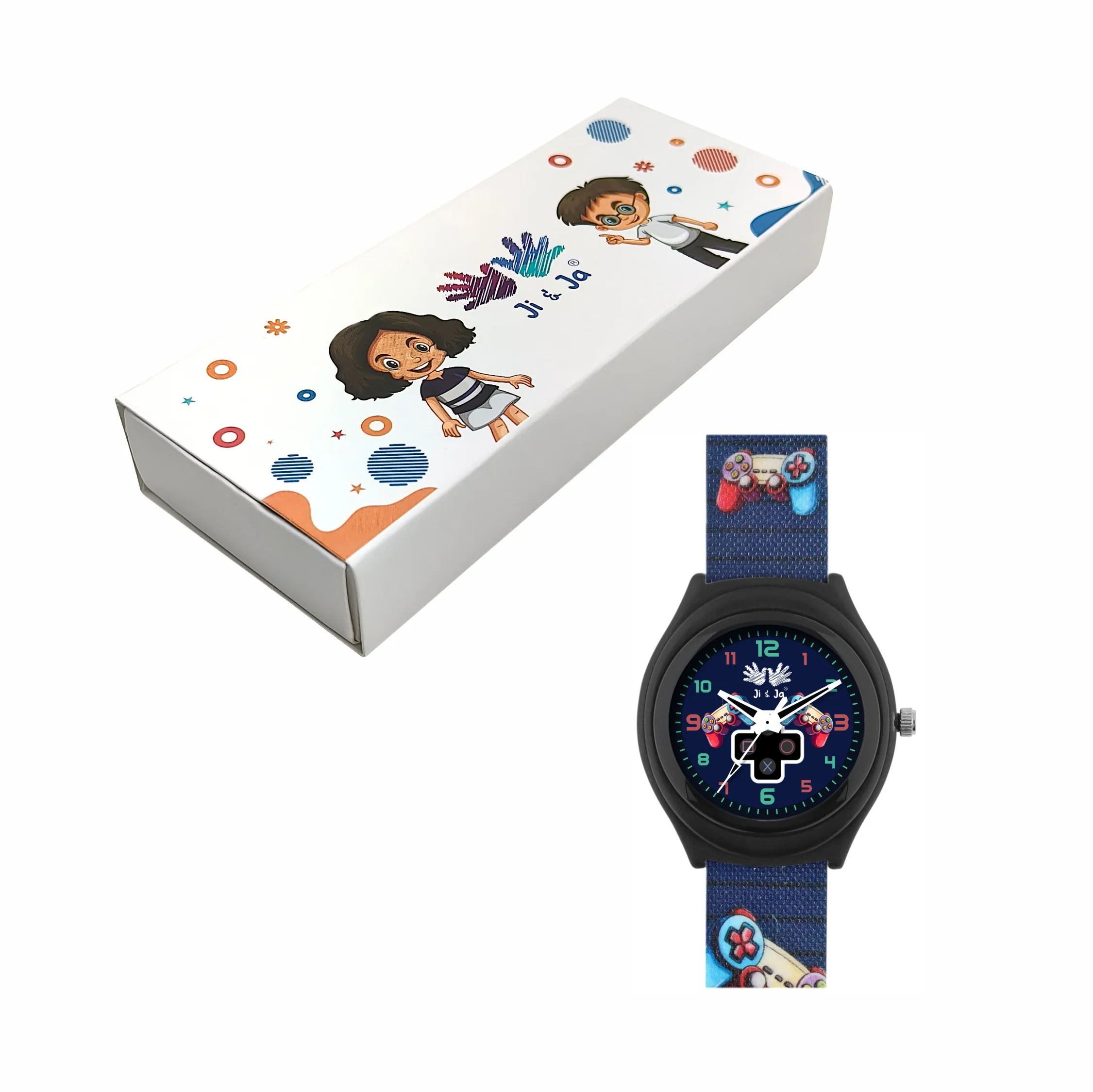 Kids’ Black Dial Analog Watch with Gaming Print Silicone Strap and Black Case - JJ202 - Image 6