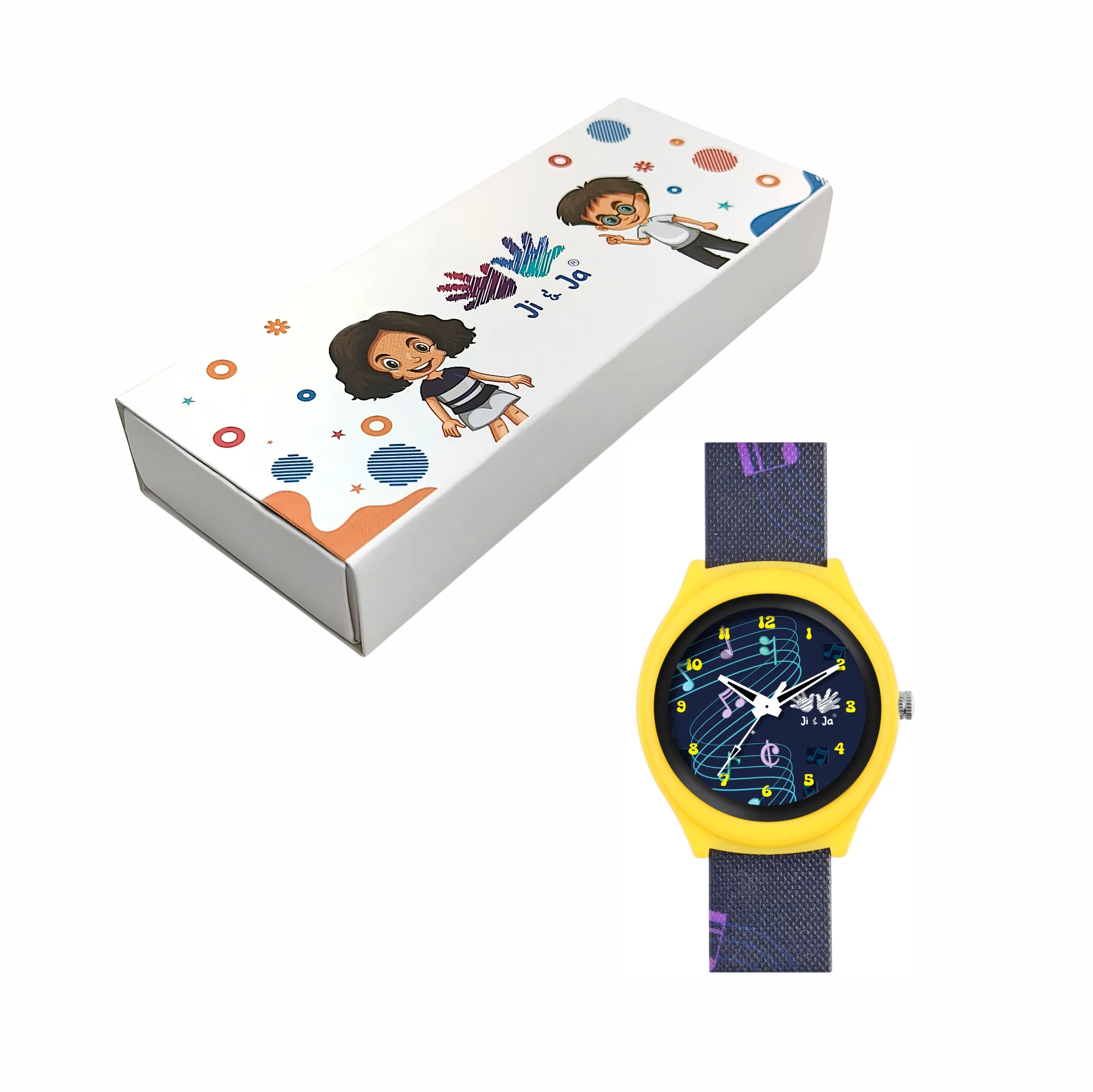 Kids’ Black Dial Analog Watch with Musical Notes Silicone Strap - JJ208 - Image 6