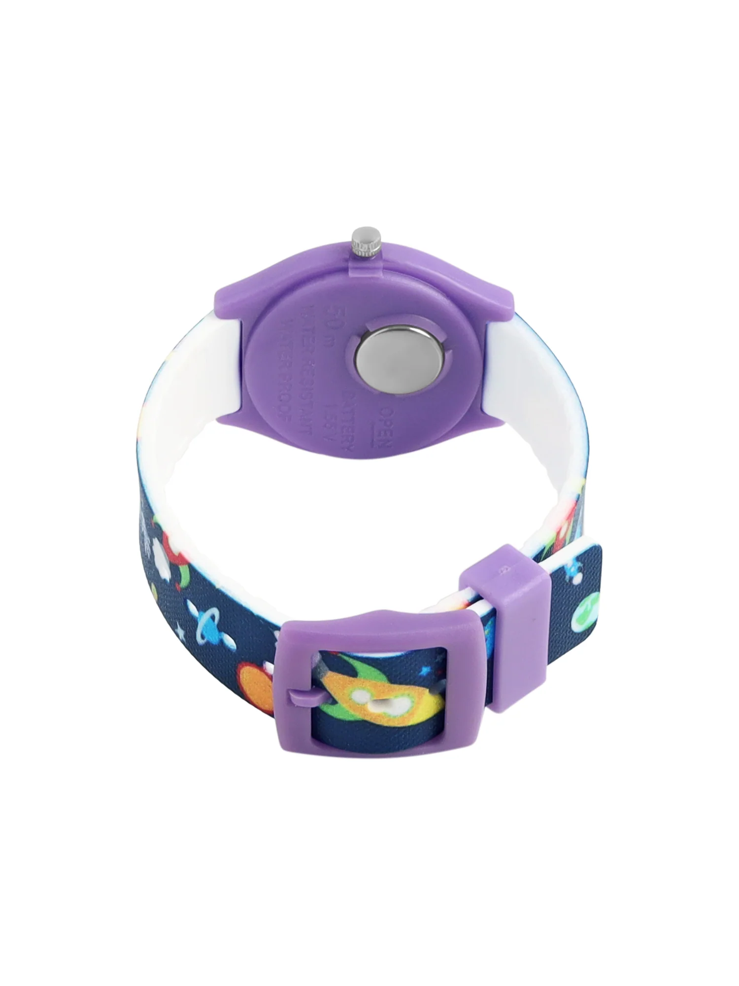 Kids’ Black Dial Analog Watch with Space Print Silicone Strap - JJ207 - Image 5