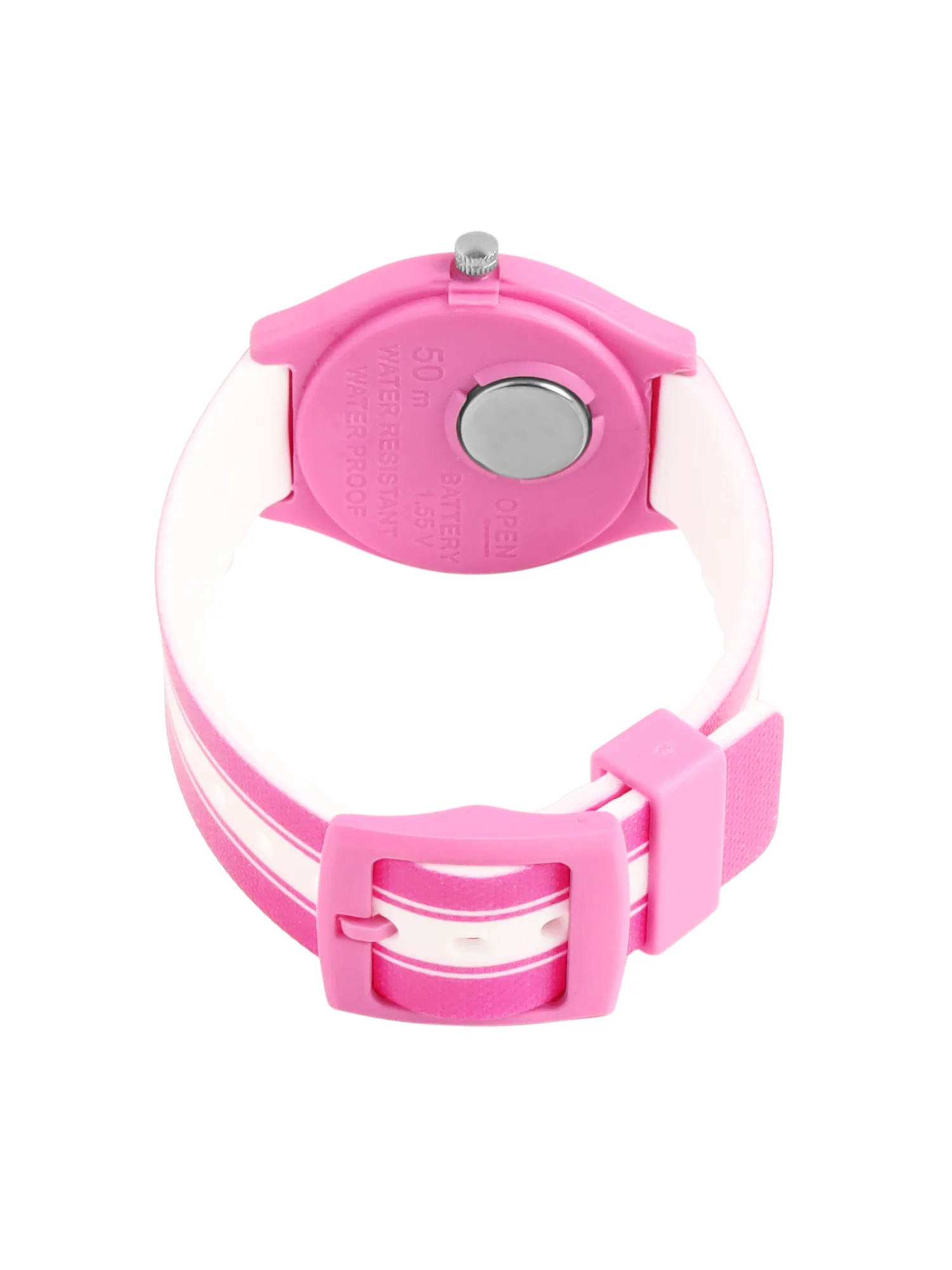 Kids’ Blue Dial Analog Watch with Pink Case & Tiger Print Silicone Strap - JJ238 - Image 5
