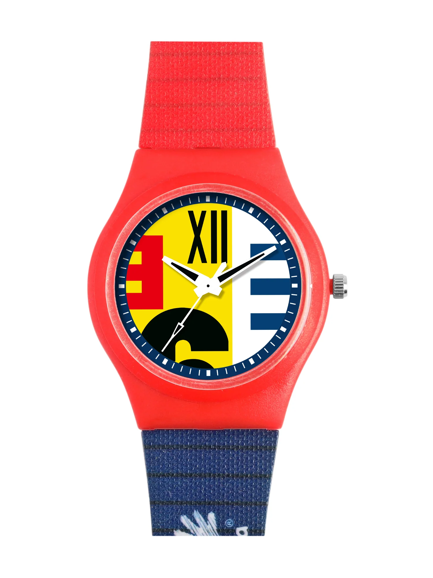Kids’ Colorful Dial Analog Watch with Red & Blue Silicone Strap - JJ203 - Image 2