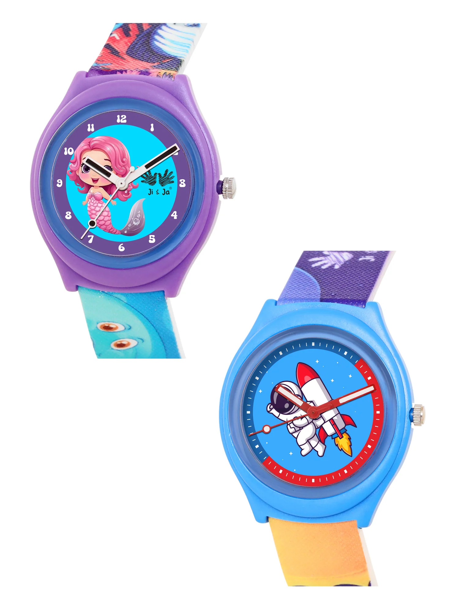 Kids’ Combo Pack Analog Watches – Astronaut Rocket Theme & Mermaid Cartoon Design - JJ115118 - Image 3