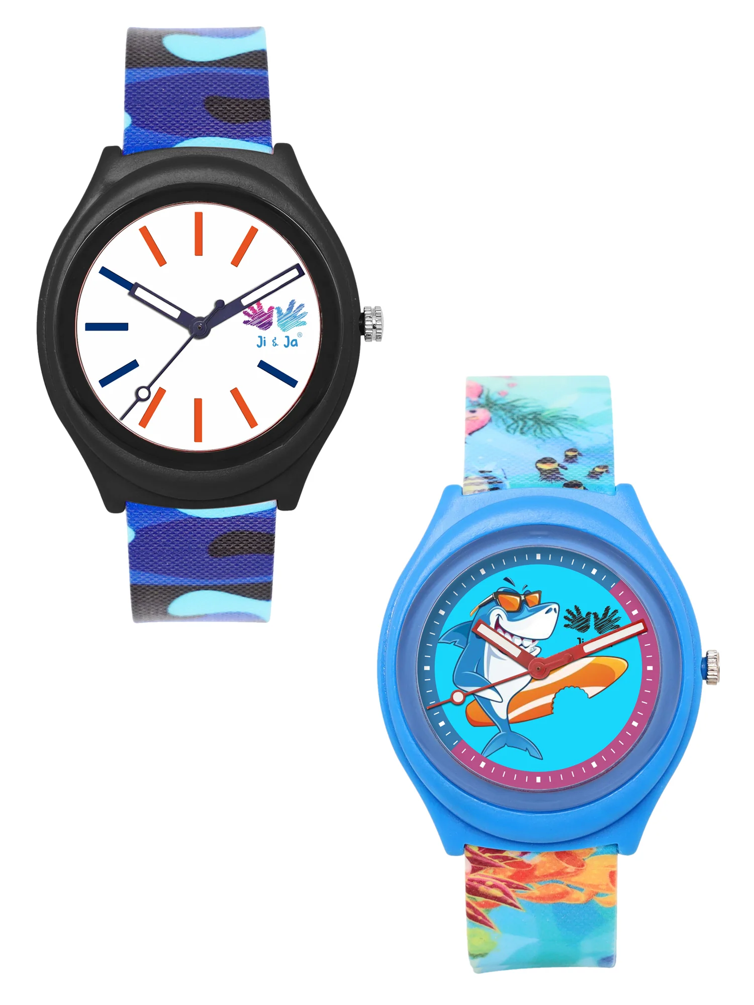 Kids’ Combo Pack Analog Watches – Camouflage Style & Shark Cartoon Design - JJ114116 - Image 2