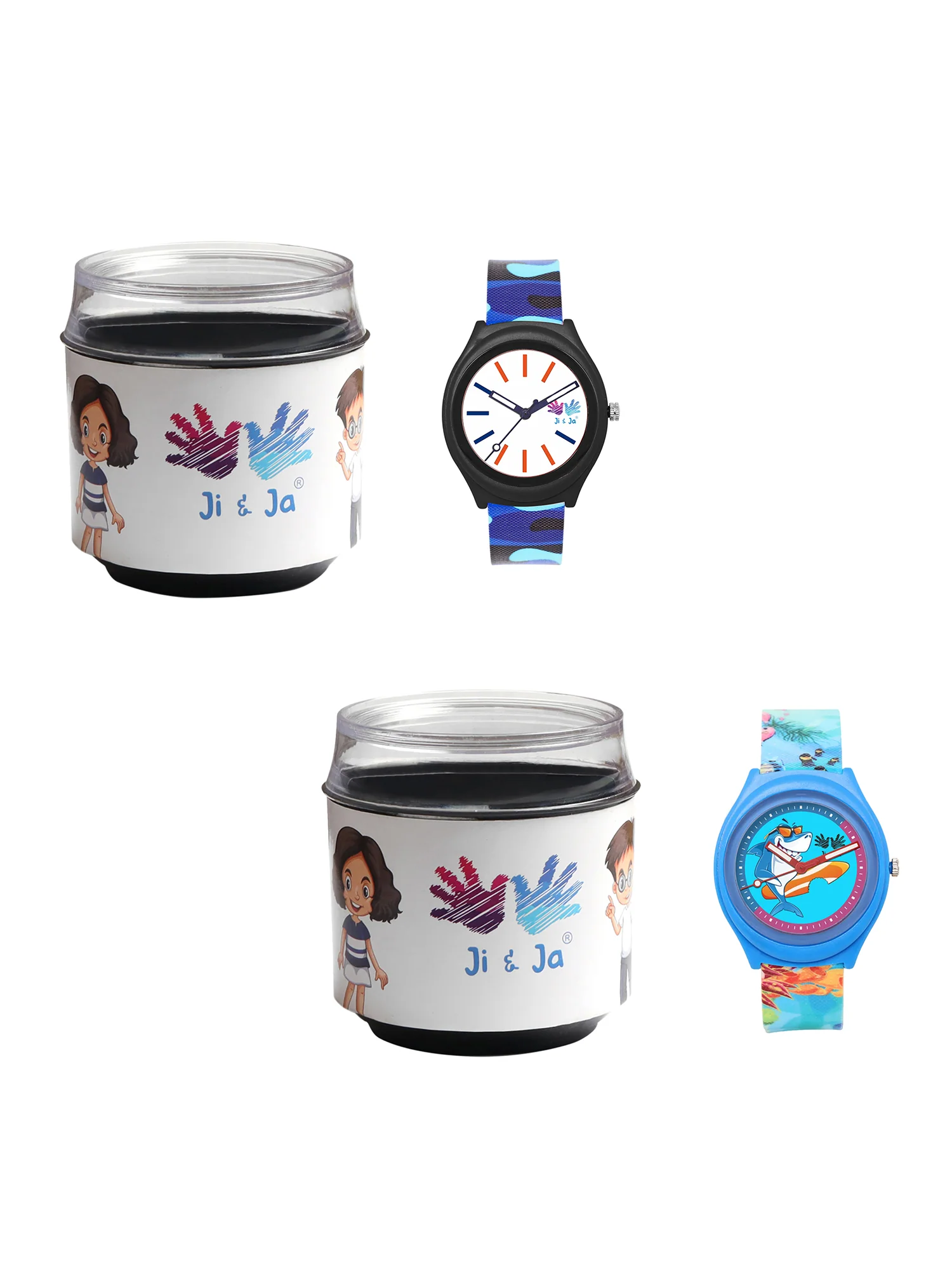 Kids’ Combo Pack Analog Watches – Camouflage Style & Shark Cartoon Design - JJ114116 - Image 5
