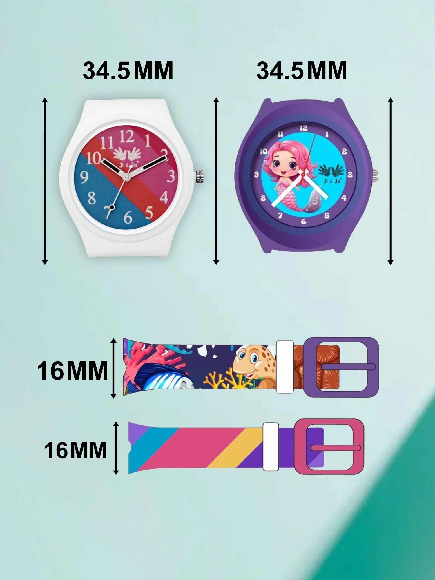 Kids’ Combo Pack Analog Watches – Mermaid Cartoon Theme & Color-Block Dial Design - JJ118106 - Image 7