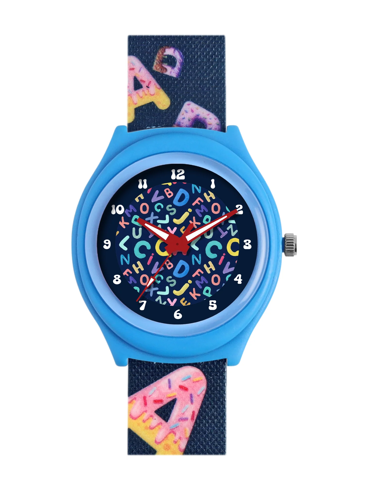 Kids’ Fun Alphabet Theme Analog Watch with Blue Case & Silicone Strap - JJ212 - Image 2