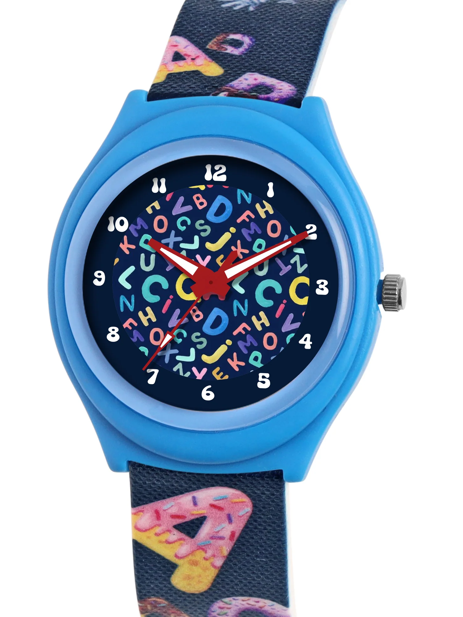 Kids’ Fun Alphabet Theme Analog Watch with Blue Case & Silicone Strap - JJ212 - Image 3