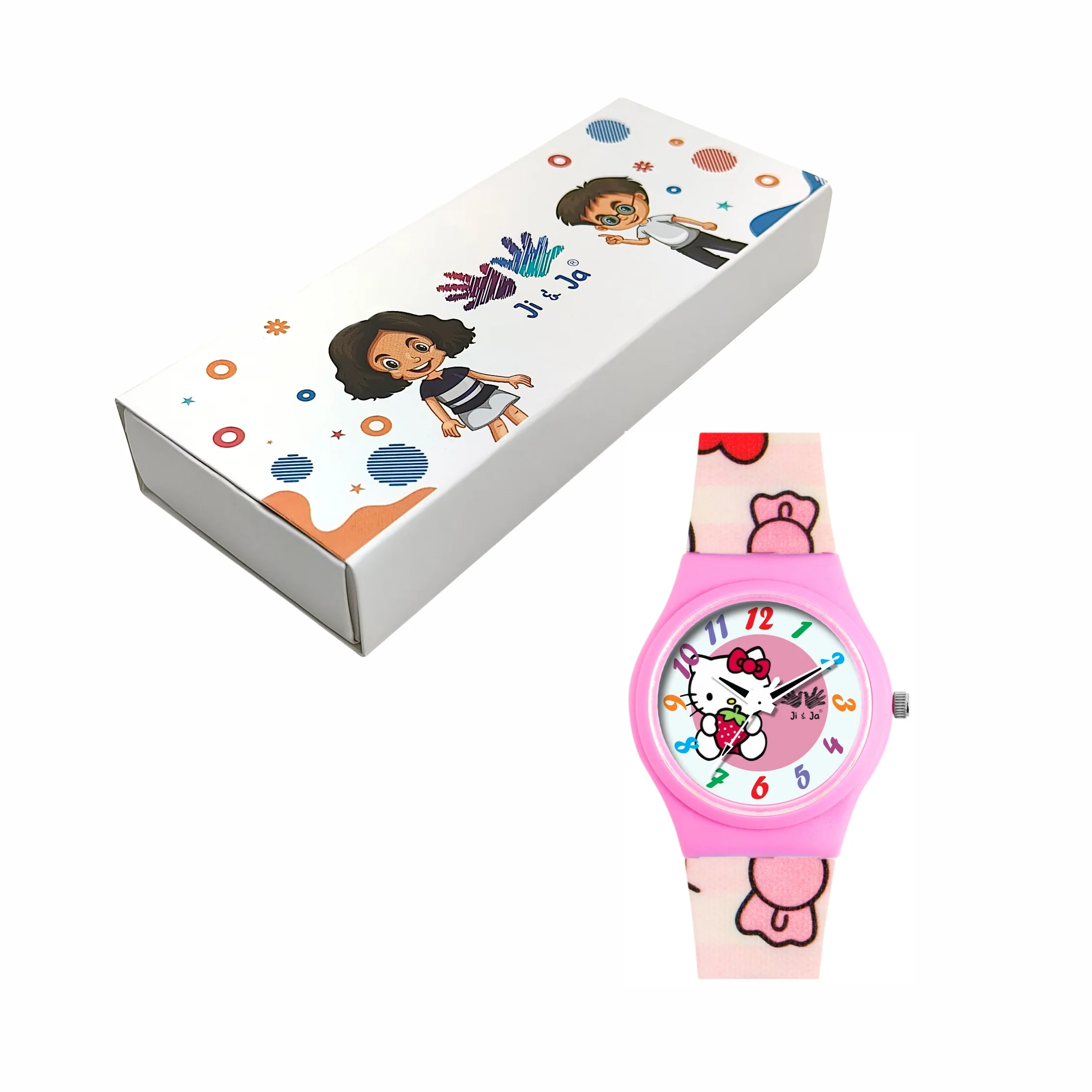 Kids’ Pink Dial Analog Watch with Cartoon Kitty Silicone Strap - JJ209 - Image 6