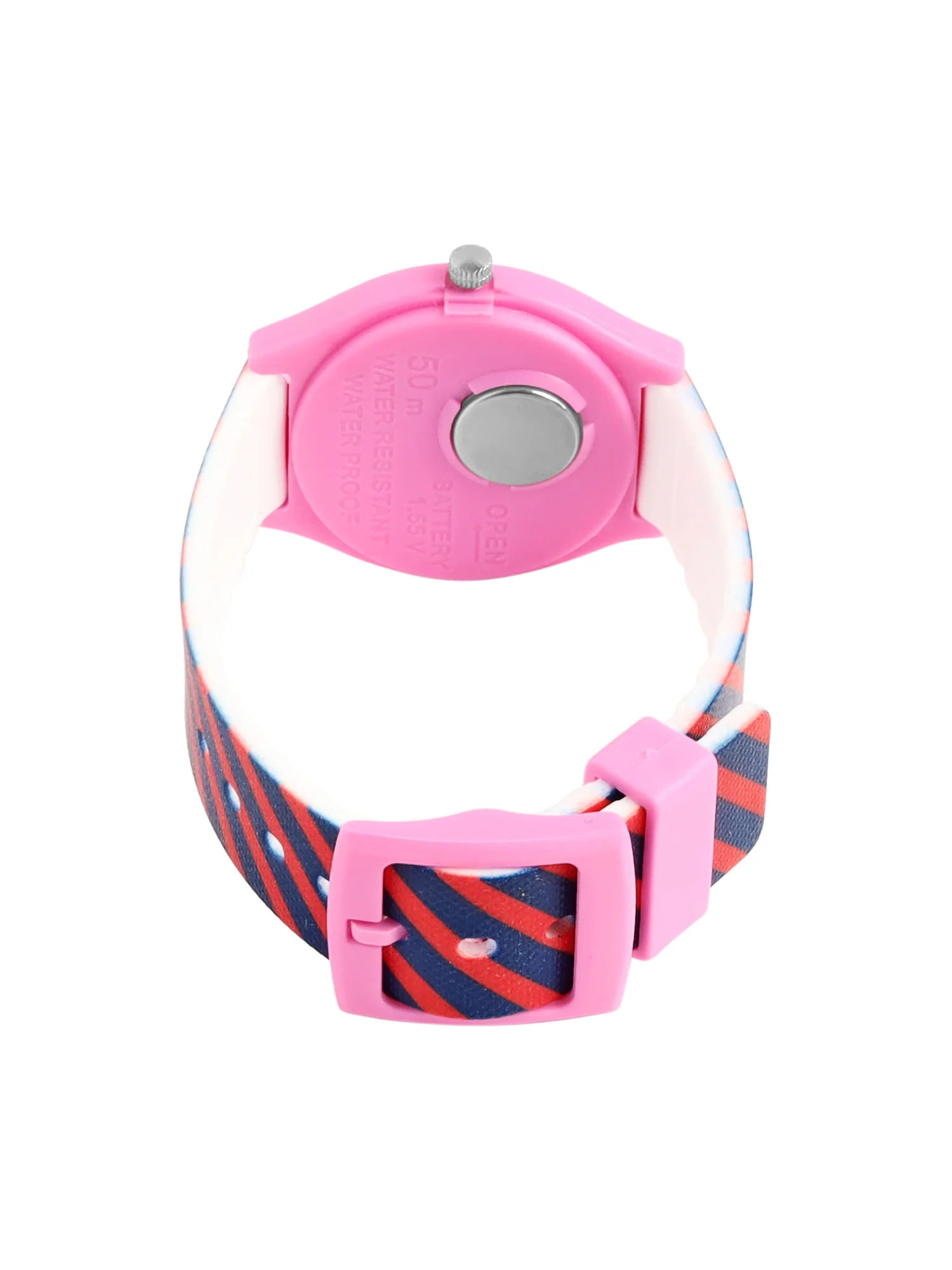 Kids’ Rainbow Theme Analog Watch with Pink Case and Striped Strap - JJ226 - Image 6