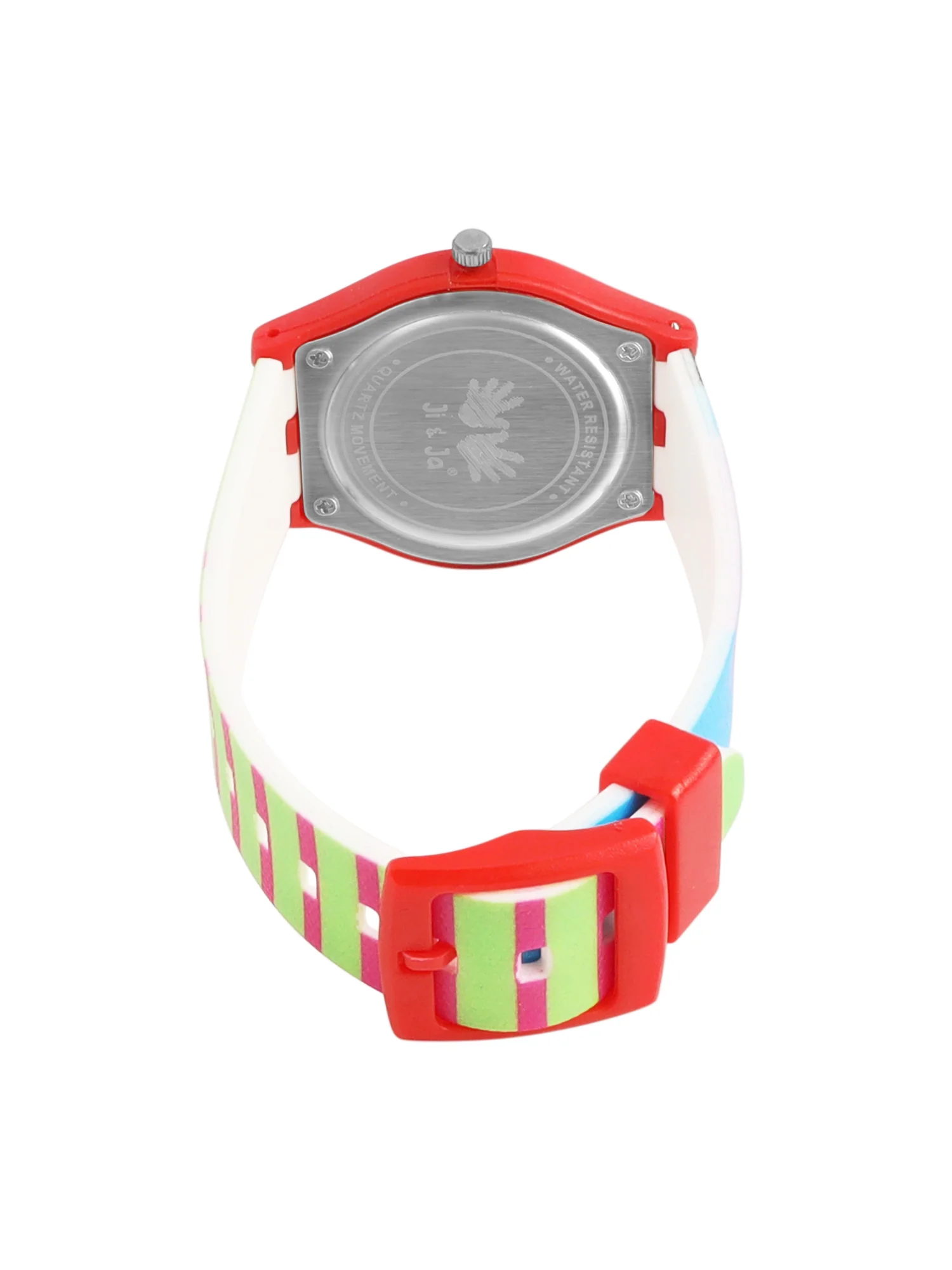 Kids’ Red Dial Analog Watch with Multicolor Silicone Strap - JJ210 - Image 5