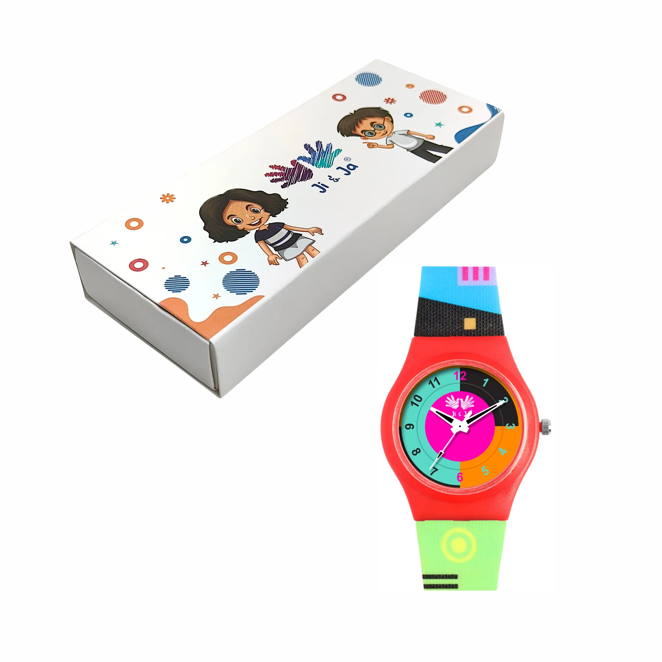 Kids’ Red Dial Analog Watch with Multicolor Silicone Strap - JJ210 - Image 6