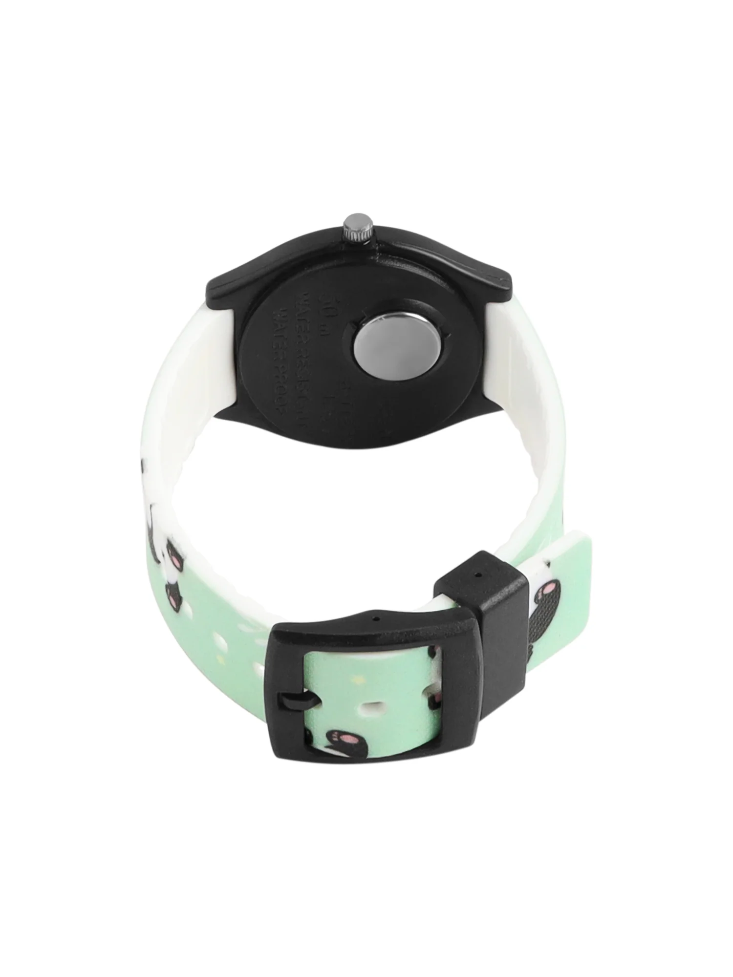 Kids’ White Dial Analog Watch with Black Case and Panda Print Silicone Strap - JJ224 - Image 5