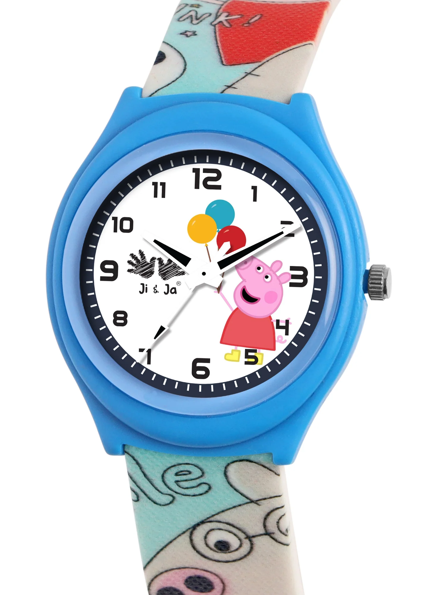 Kids’ White Dial Analog Watch with Cartoon Silicone Strap & Blue Case - JJ219 - Image 3