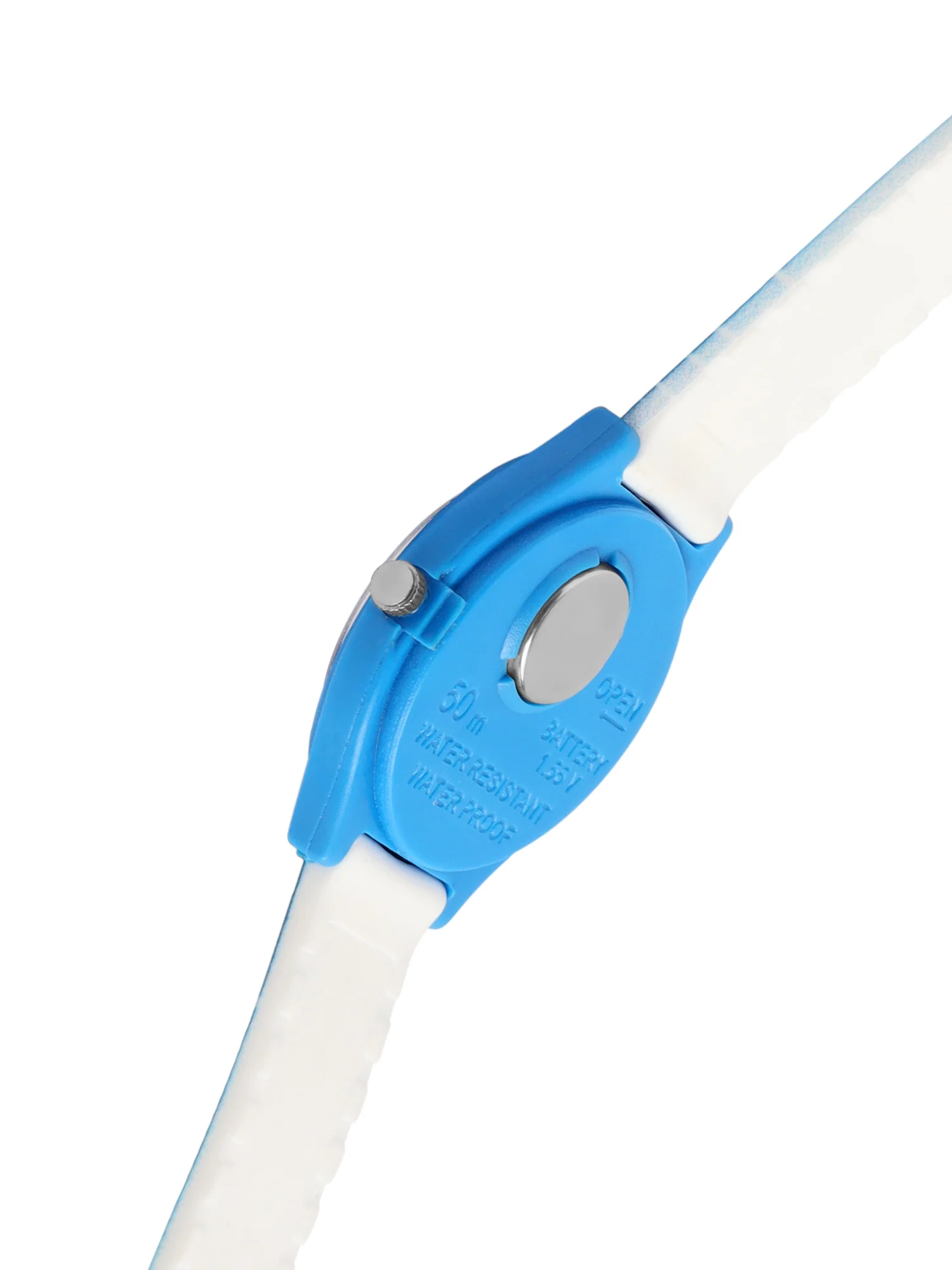 Kids’ White Dial Analog Watch with Cartoon Silicone Strap & Blue Case - JJ219 - Image 4