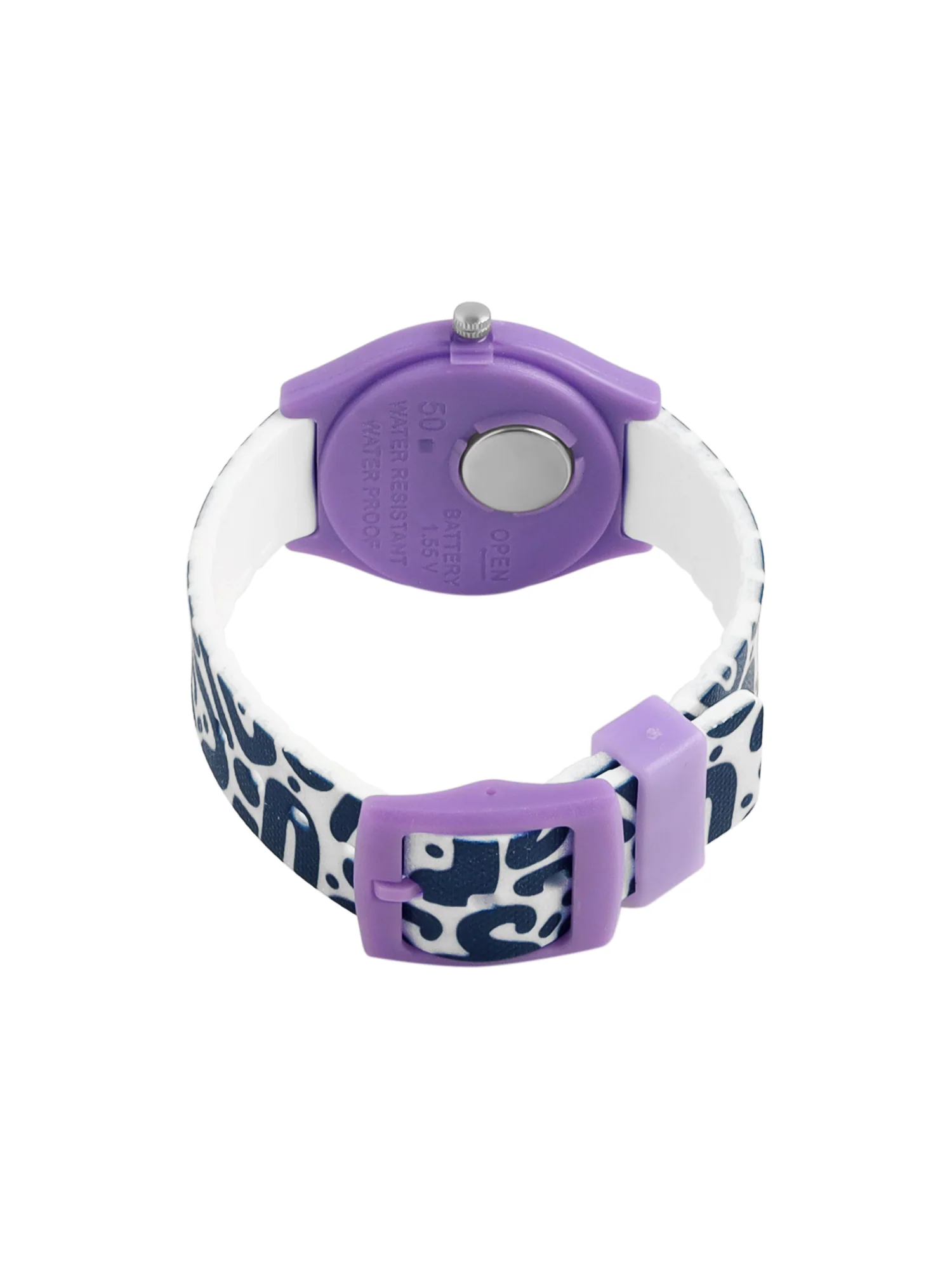 Kids’ White Dial Analog Watch with Purple Case & Panda Print Silicone Strap - JJ237 - Image 5