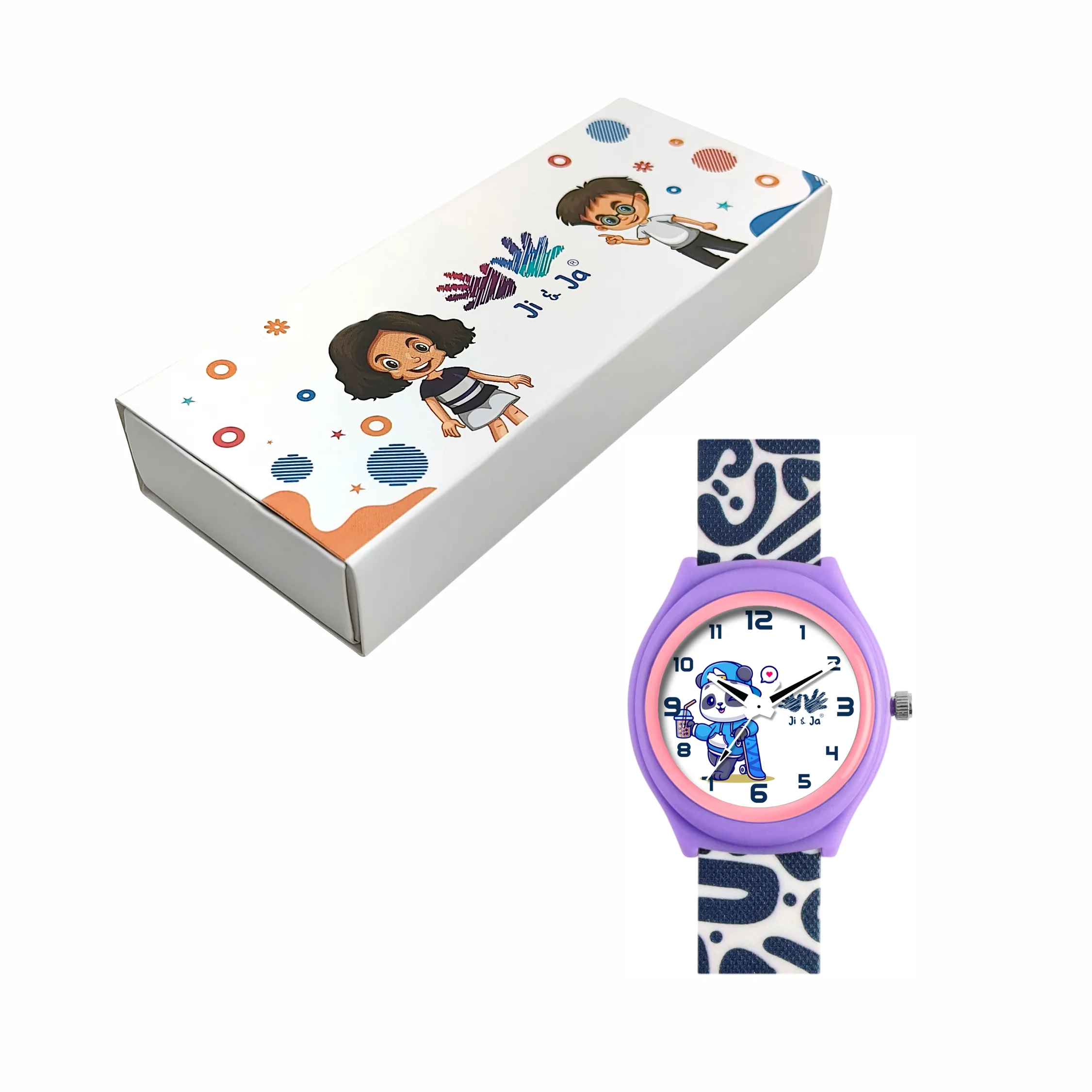 Kids’ White Dial Analog Watch with Purple Case & Panda Print Silicone Strap - JJ237 - Image 6