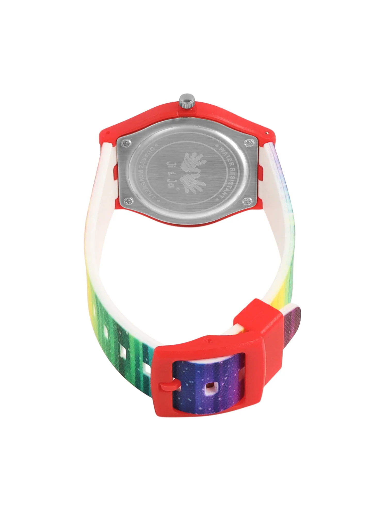Kids’ White Dial Analog Watch with Rainbow Silicone Strap - JJ204 - Image 5